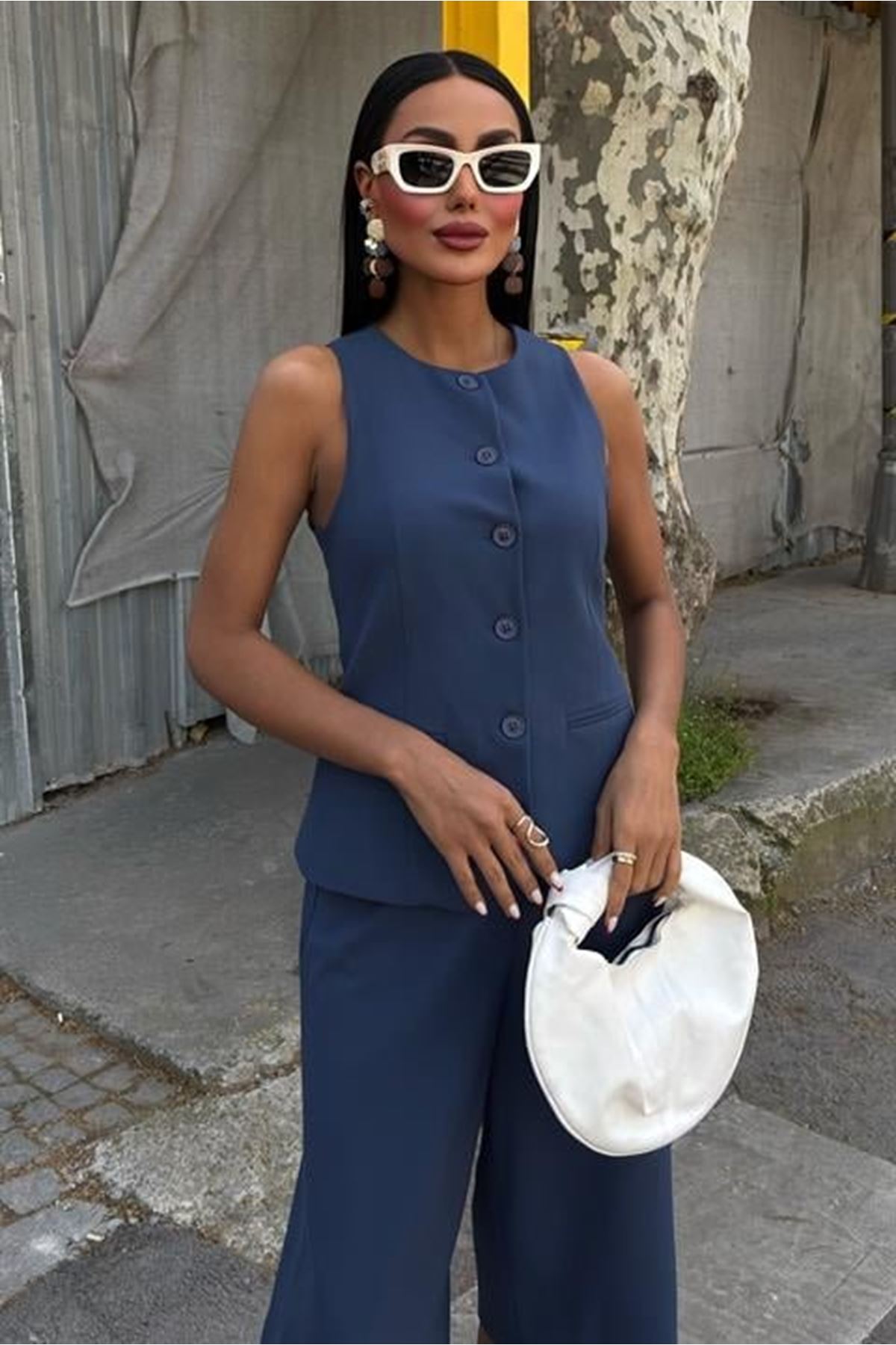 Midi Şortlu Ve Yelekli Viscon Takım 10167