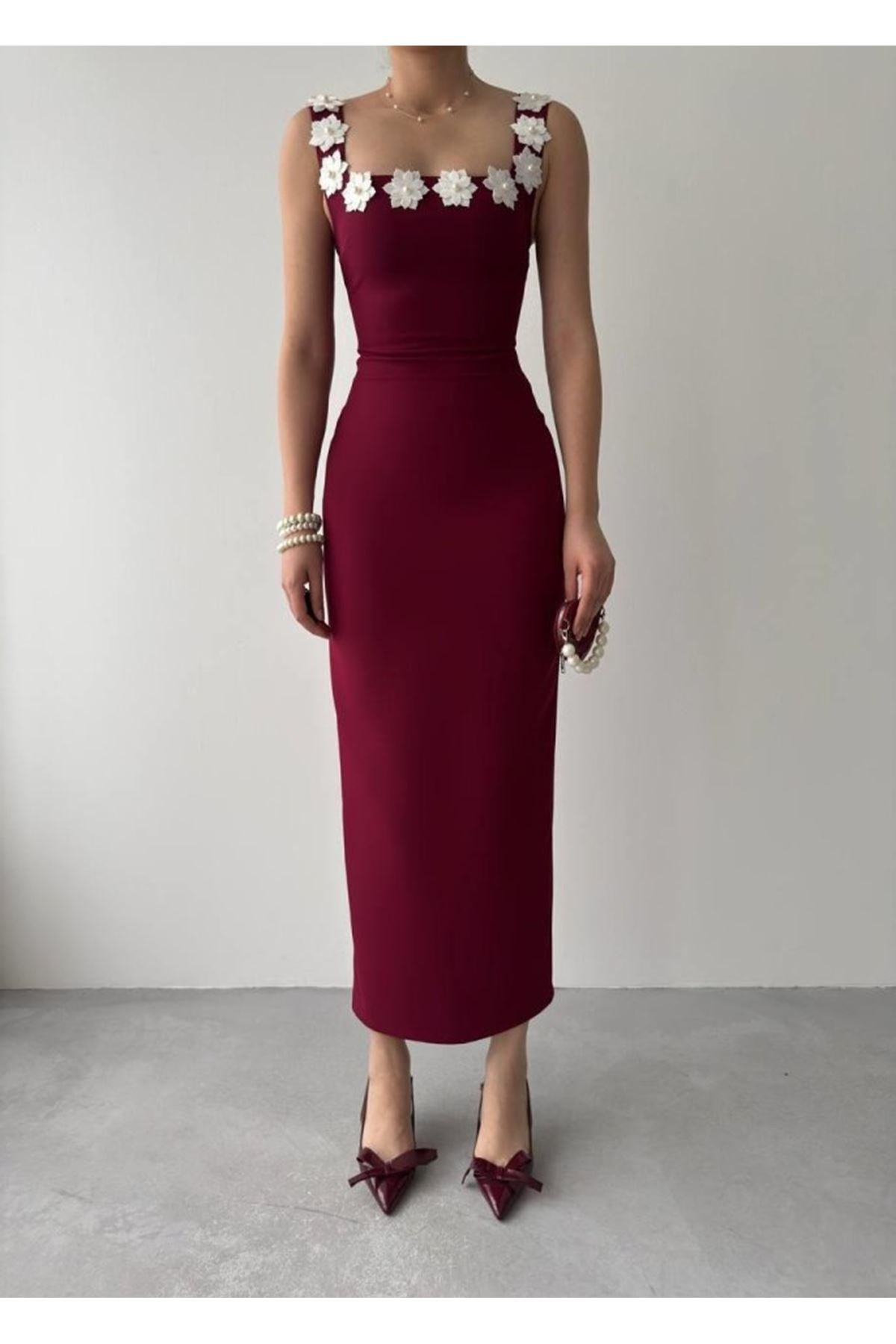 Mıng Çiçek Detaylı Elbise