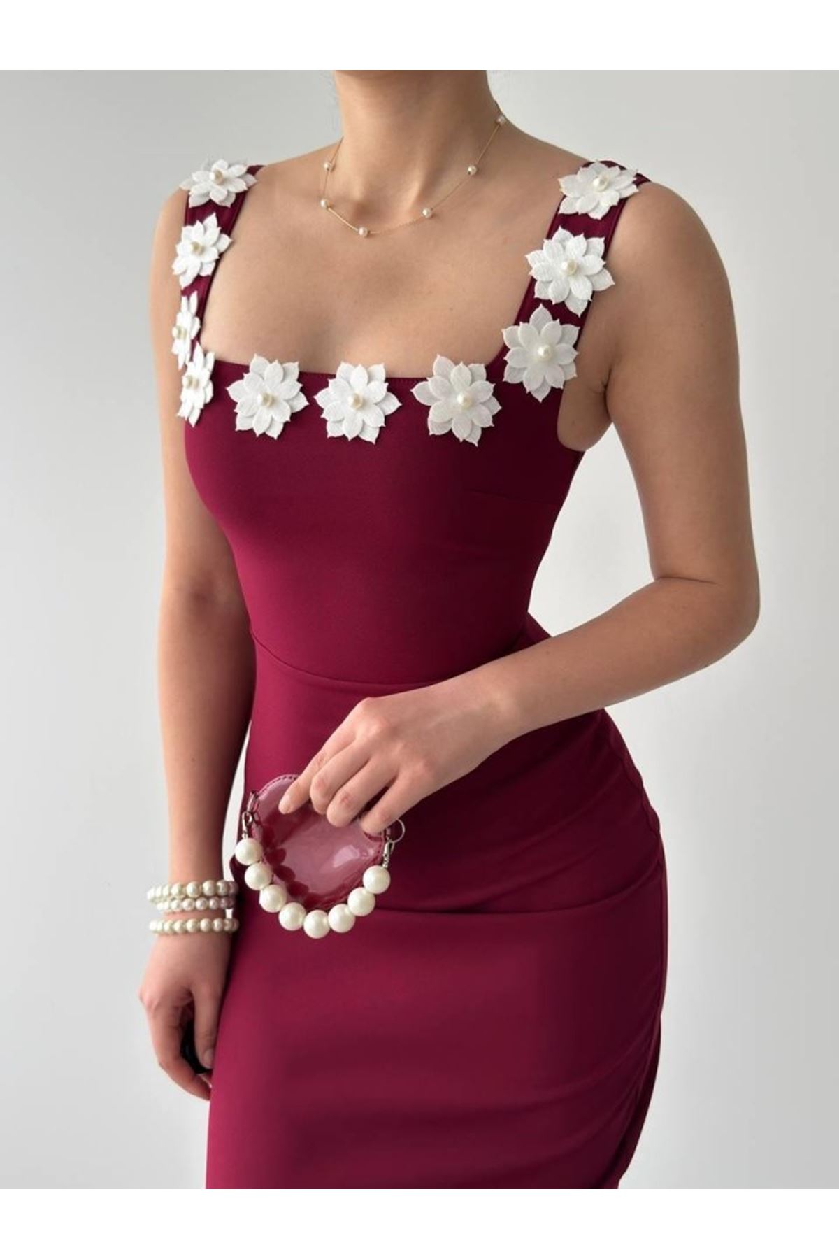 Mıng Çiçek Detaylı Elbise