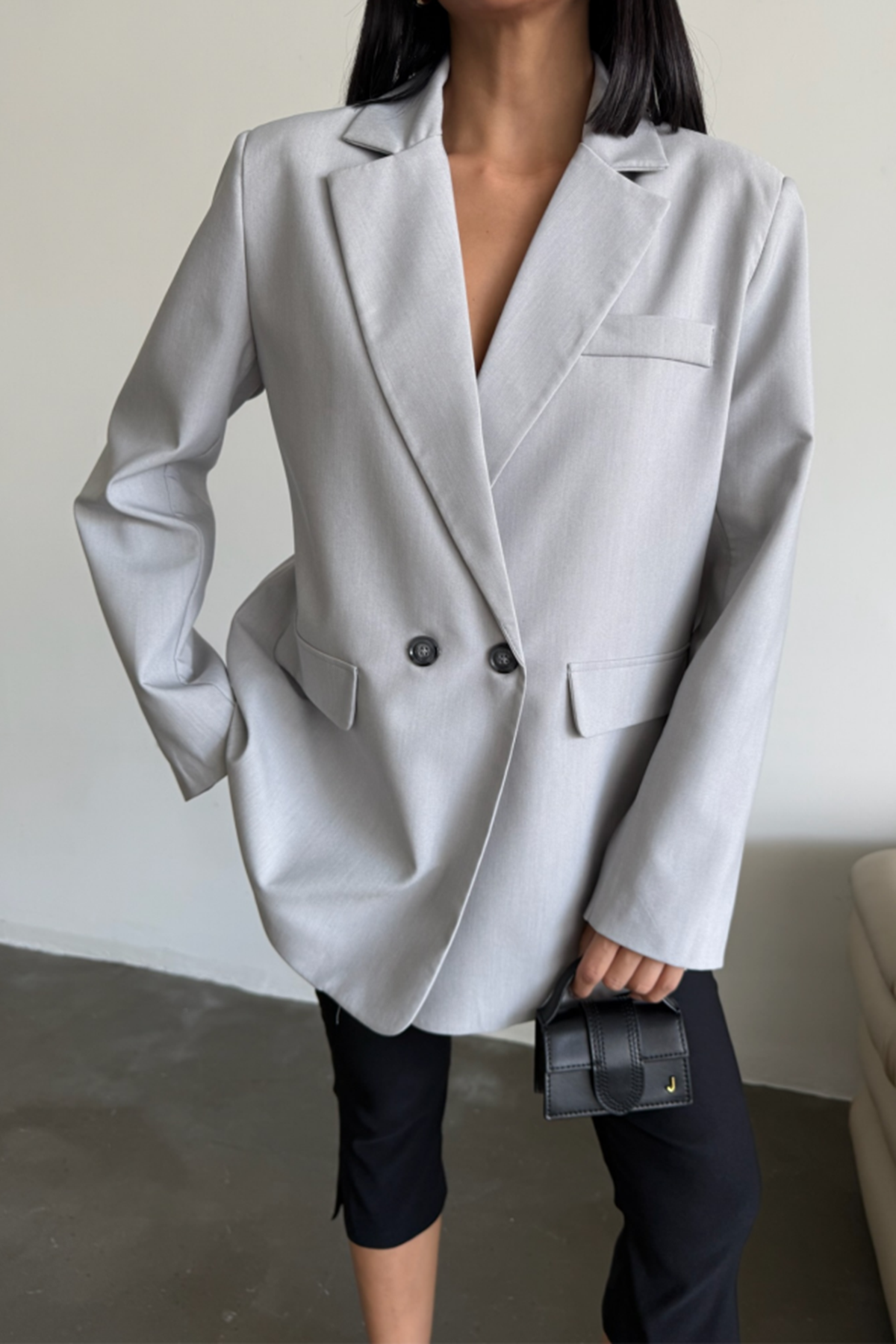 ARKASI YIRTMAÇ DETAYLI CEKET - Gri