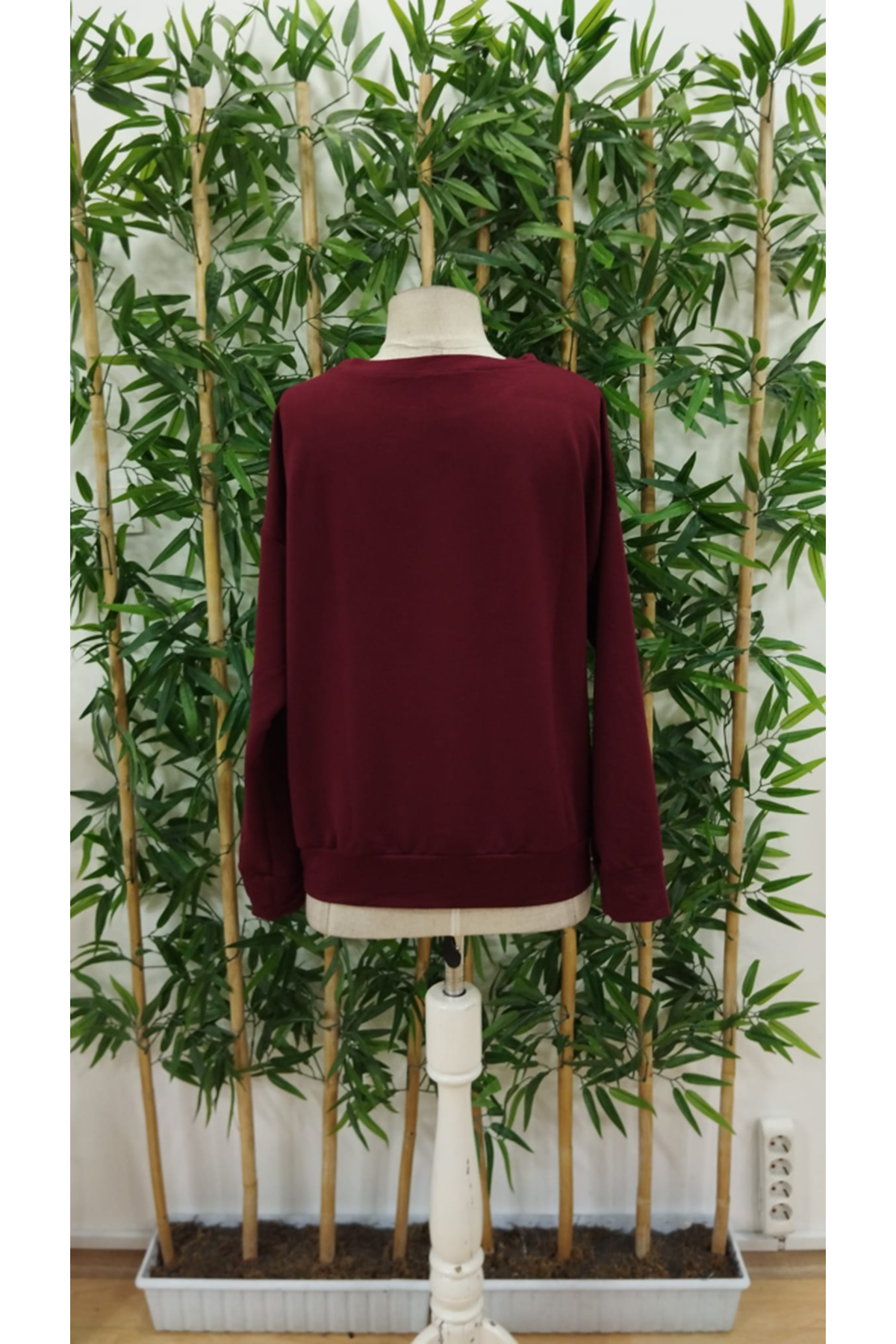 Kadın Yılbaşı özel Uzun Kollu Bisiklet Yaka Desenli Viskon Iki Iplik Bluz