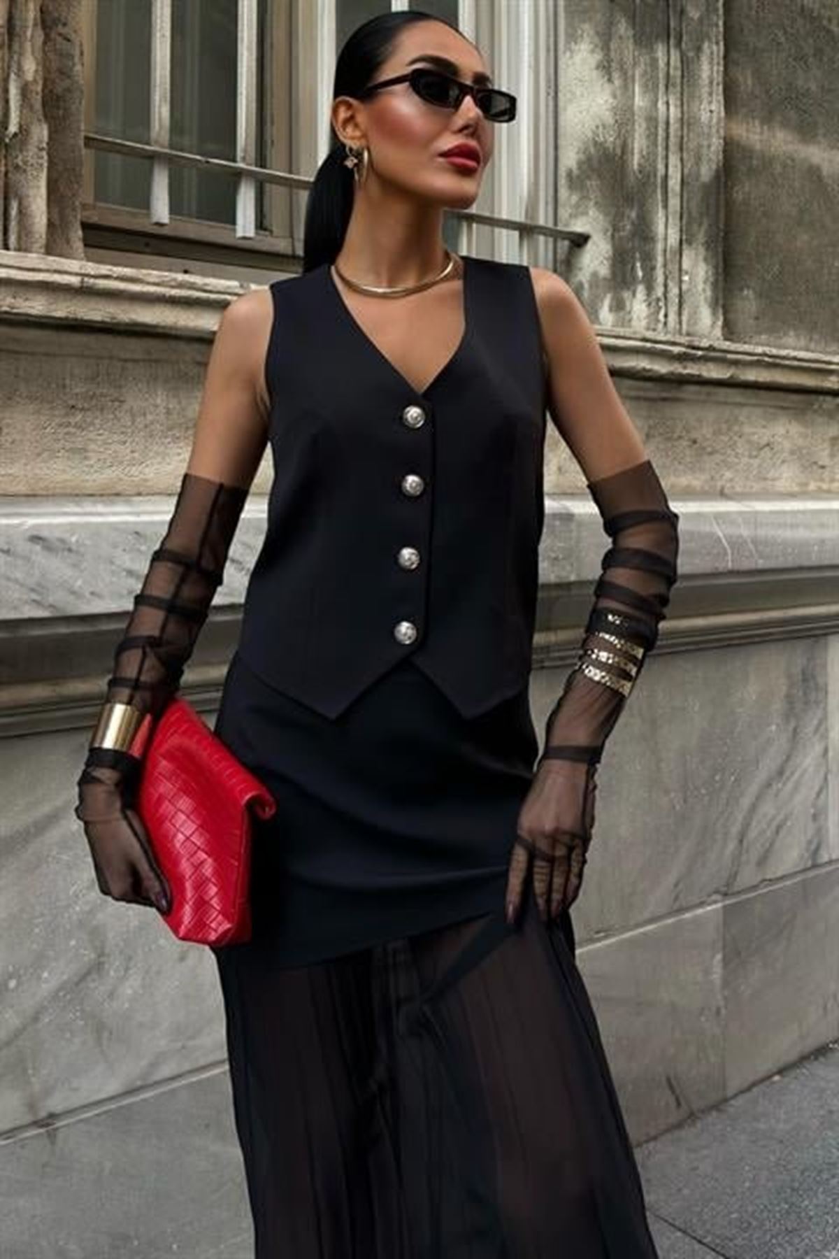 Yelek Ve Pilise Etekli Premium Takım 10096