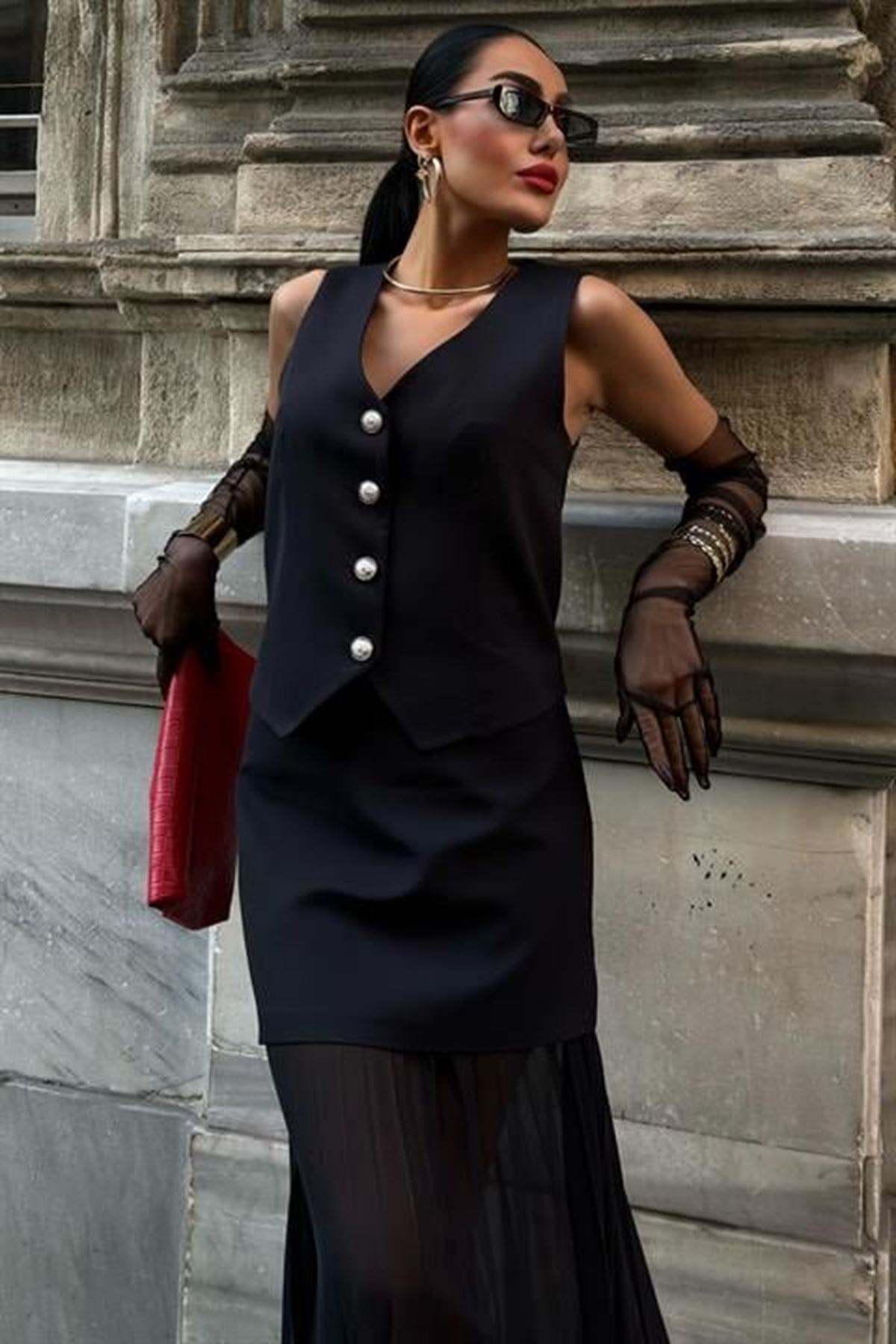 Yelek Ve Pilise Etekli Premium Takım 10096