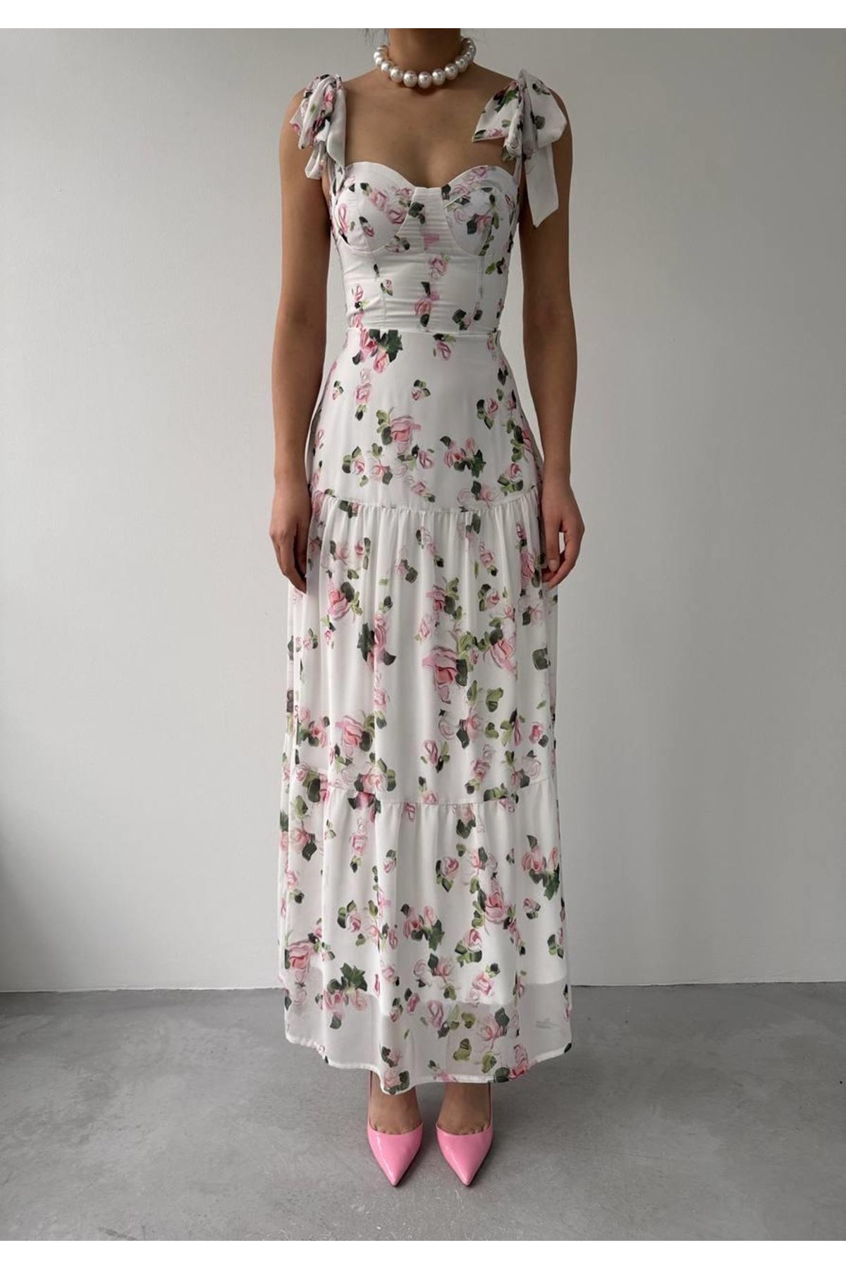 Poses Omuz Bağlamalı Elbise