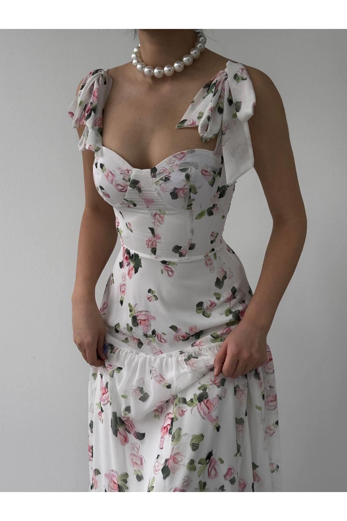 Poses Omuz Bağlamalı Elbise