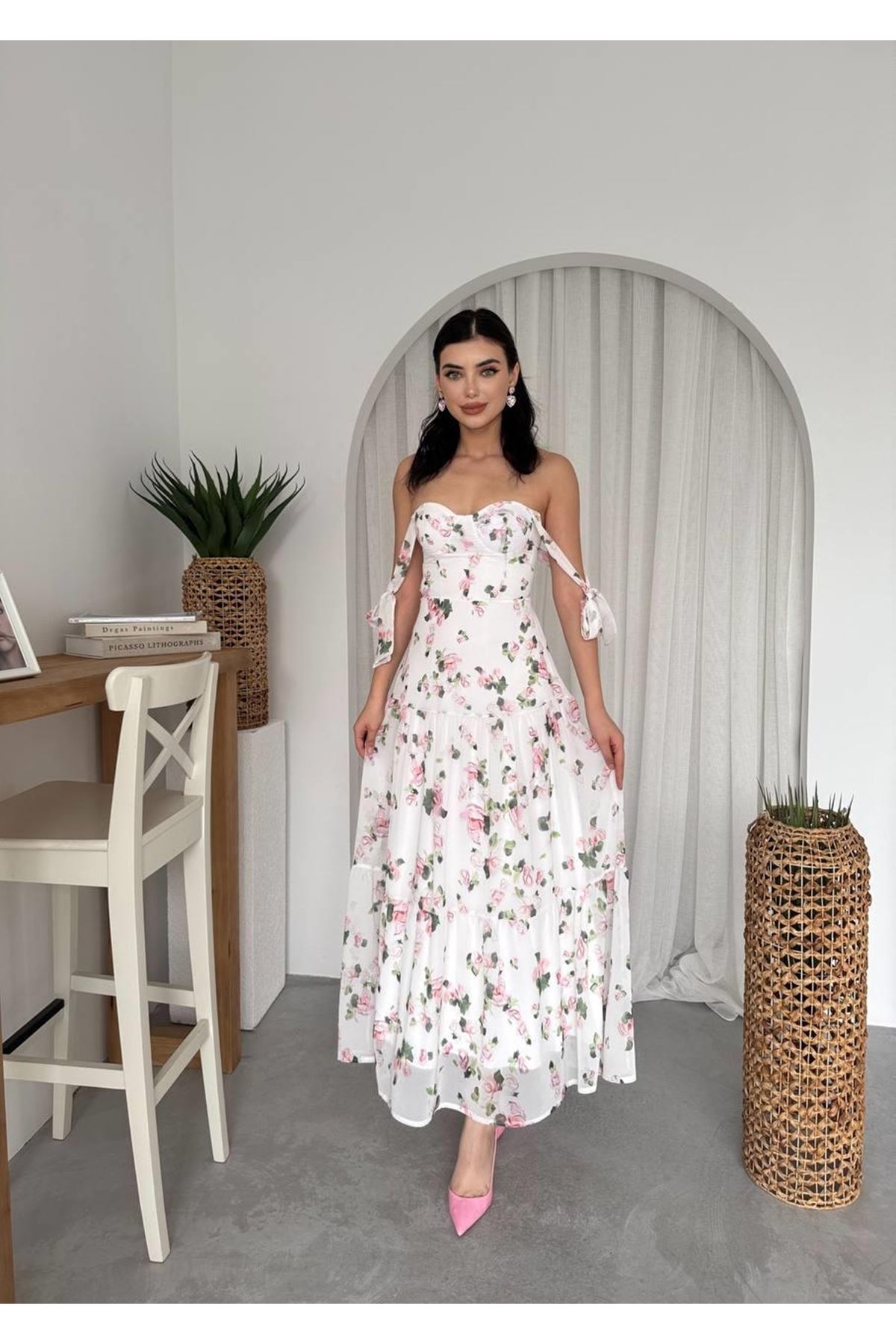 Poses Omuz Bağlamalı Elbise