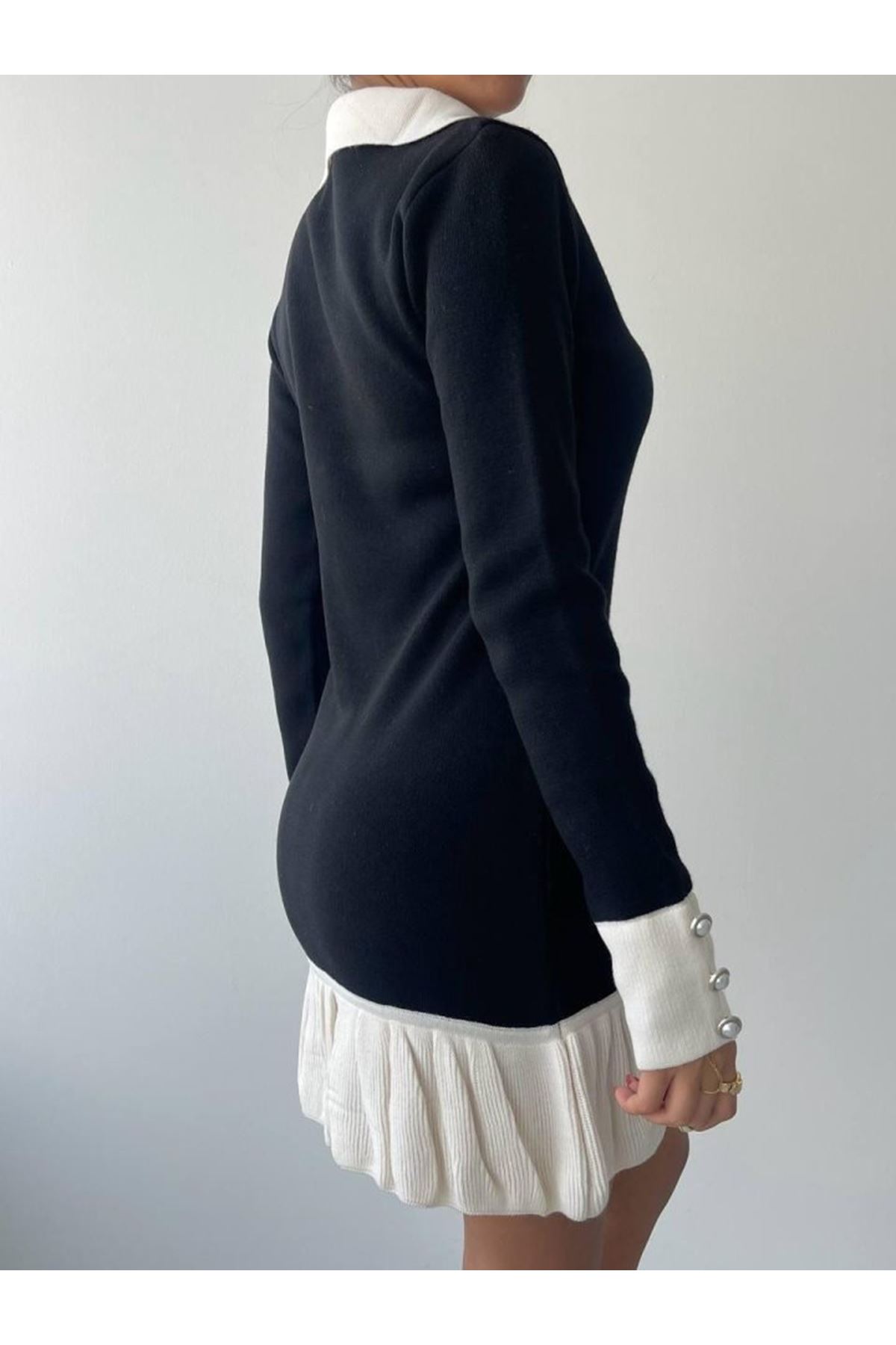 Bochum İnci Düğmeli Mini Elbise