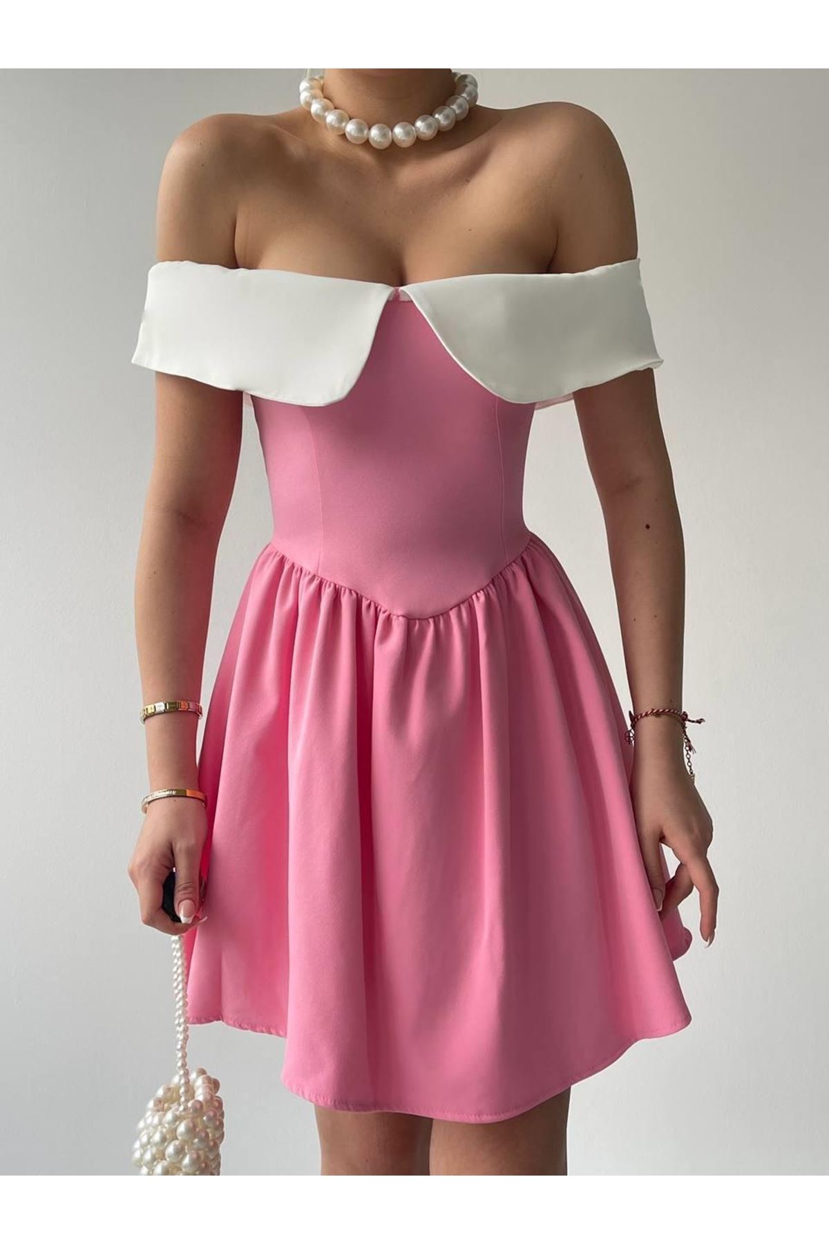 Nalia Beyaz Yakalı Elbise