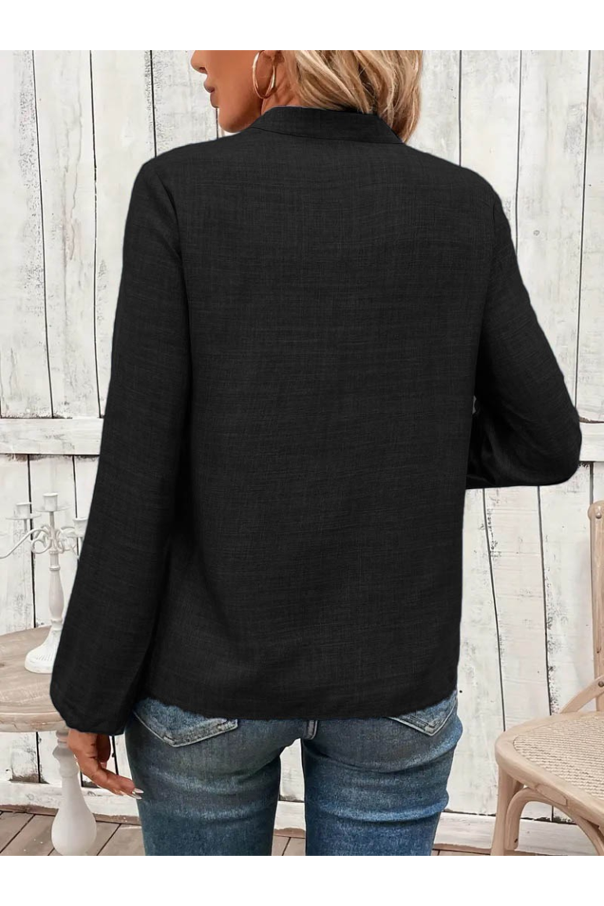 Kadın Uzun Kollu Hakim Yaka Bluz