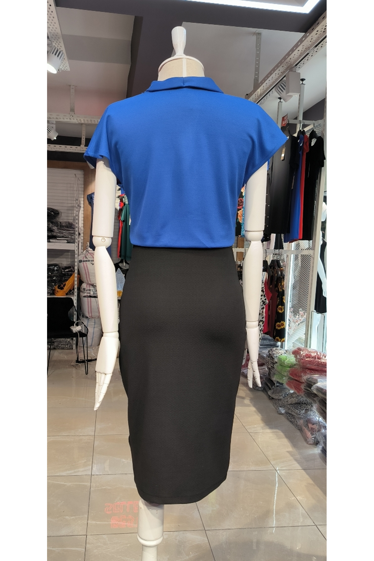 Kadın Kısa Kollu Kruvaze Yaka Krep Elbise (Kemersiz)