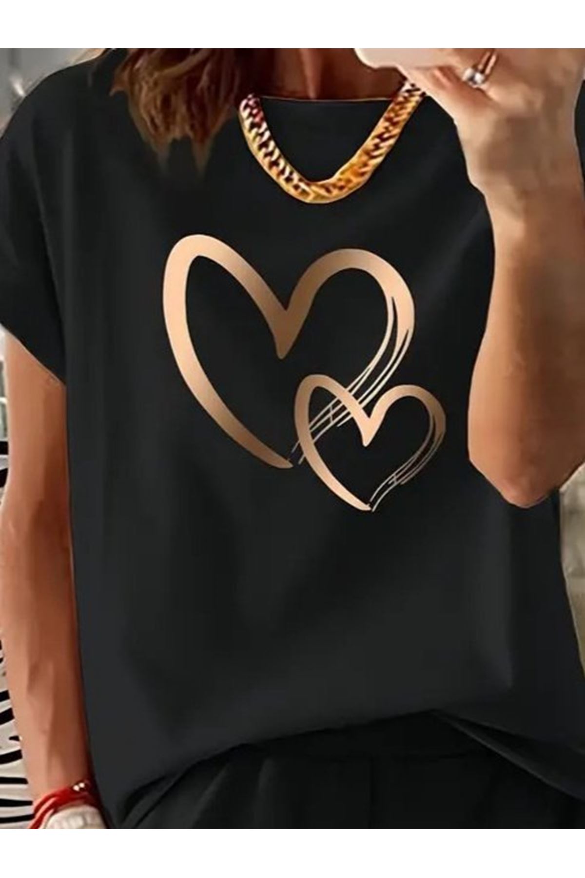 Kadın Kısa Kollu Bisiklet Yaka Viskon Iki Iplik Bluz Ve Short Ikili Takım