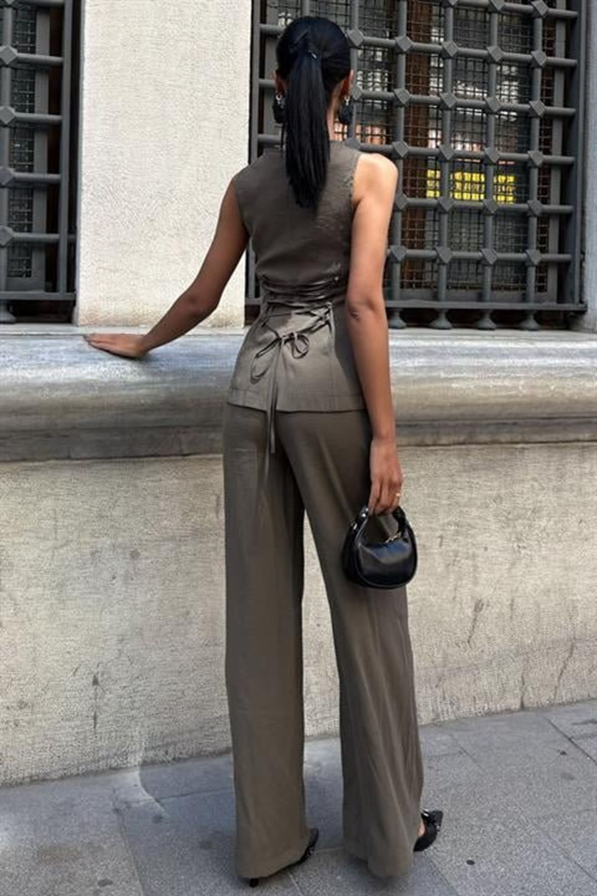 Arkası Bağcıklı Yelek Plazza Pantolon Modal Takım 10202-08