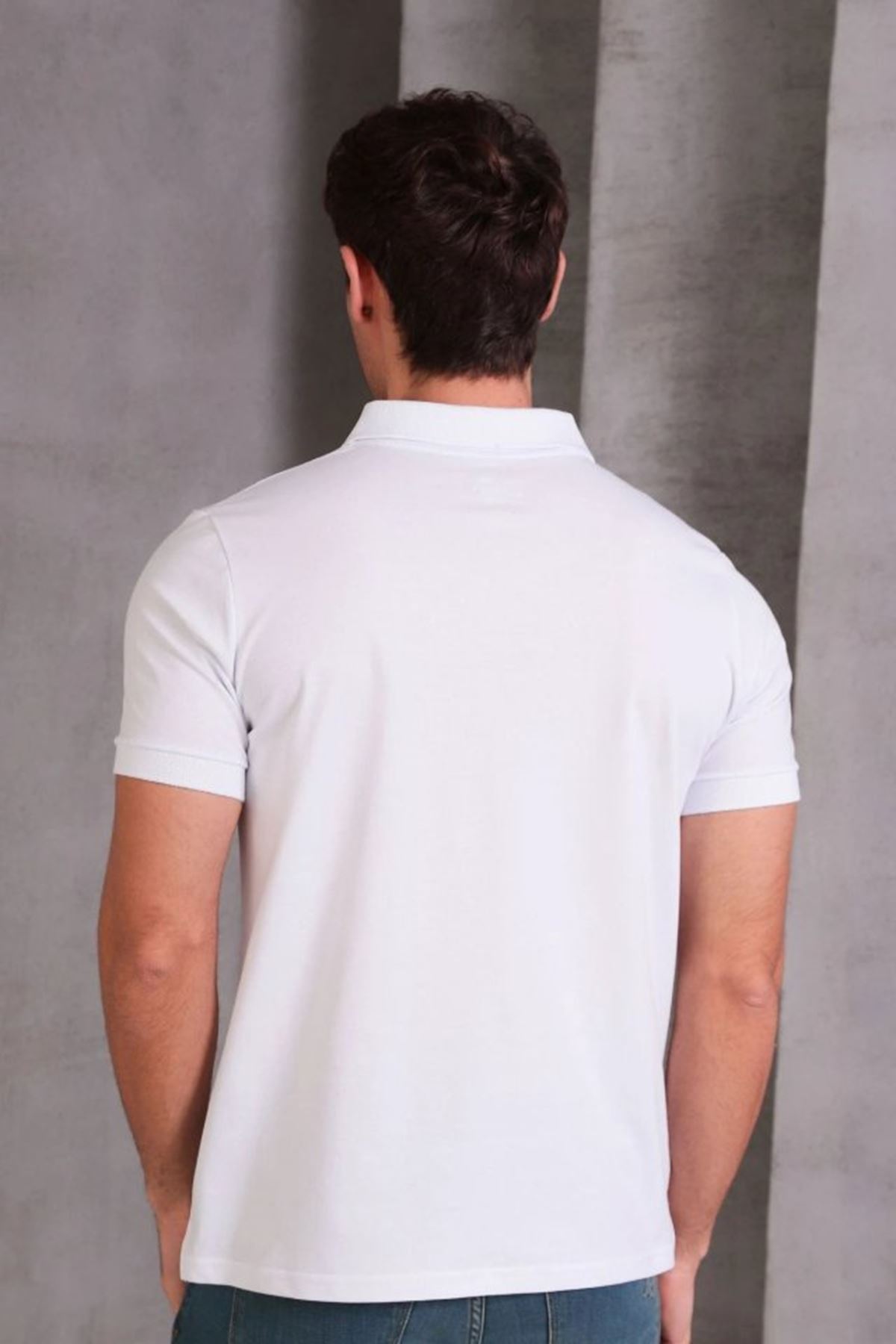 Erkek Slim Fit Pamuklu Yumuşak Doku Nefes Alan Kumaş Yakalı Tişört