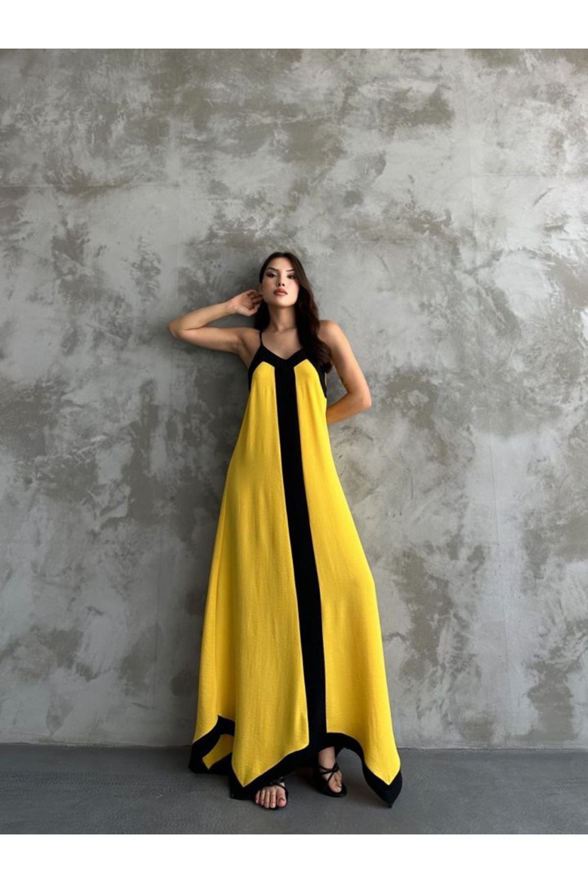 Askılı Maxi Boy Elbise