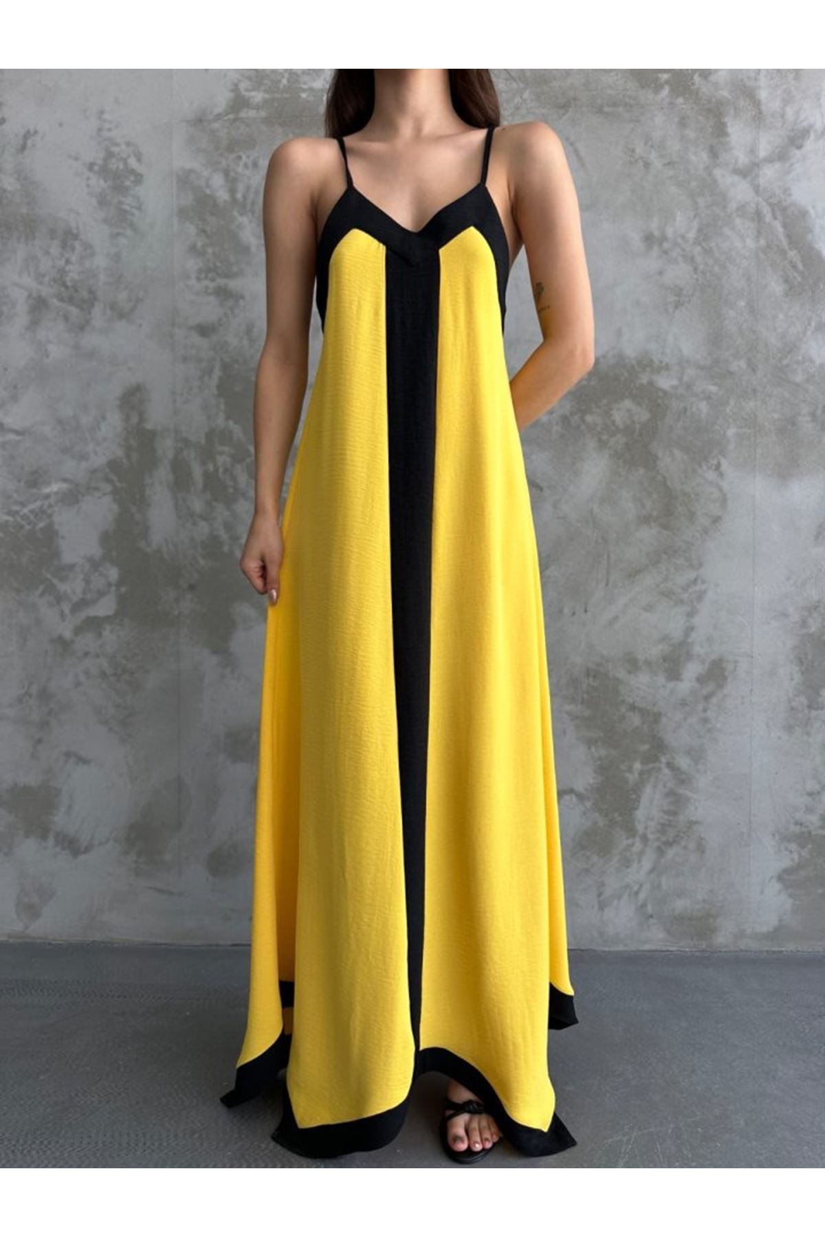 Askılı Maxi Boy Elbise