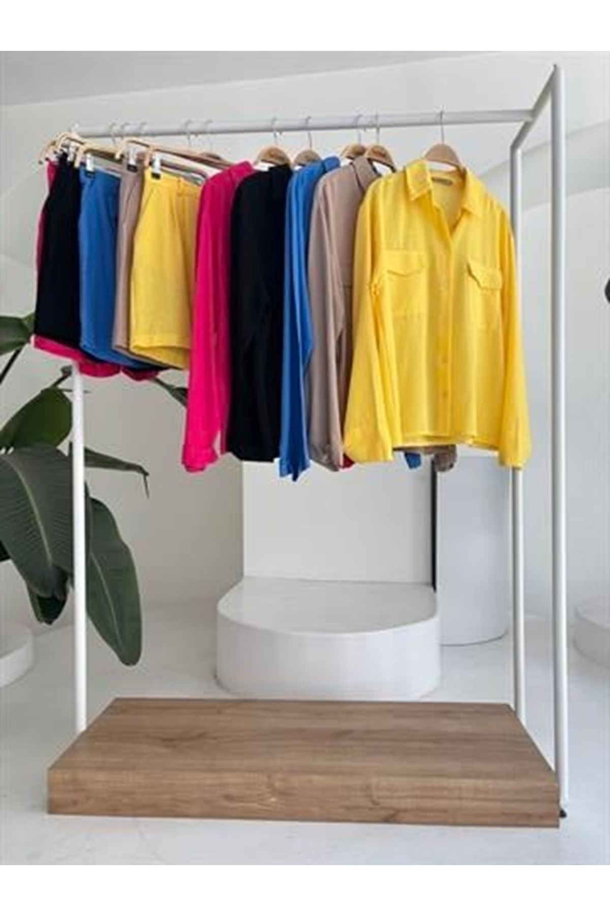 Gömlek Ve Şort Flamlı Keten Takım 10130