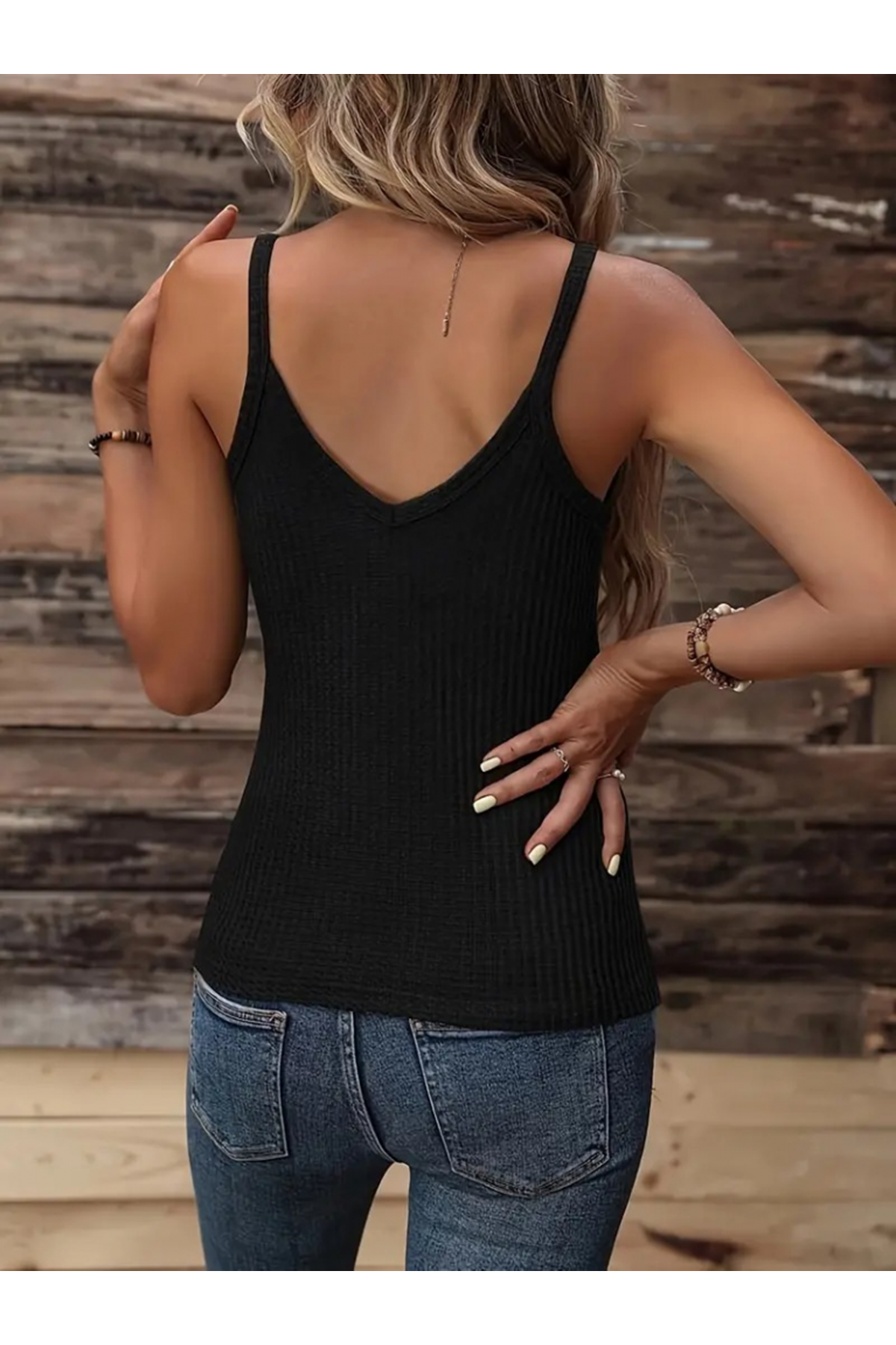 Kadın Kruvaze Yaka Askı Halka Aksesuar Detay Waffle Bluz