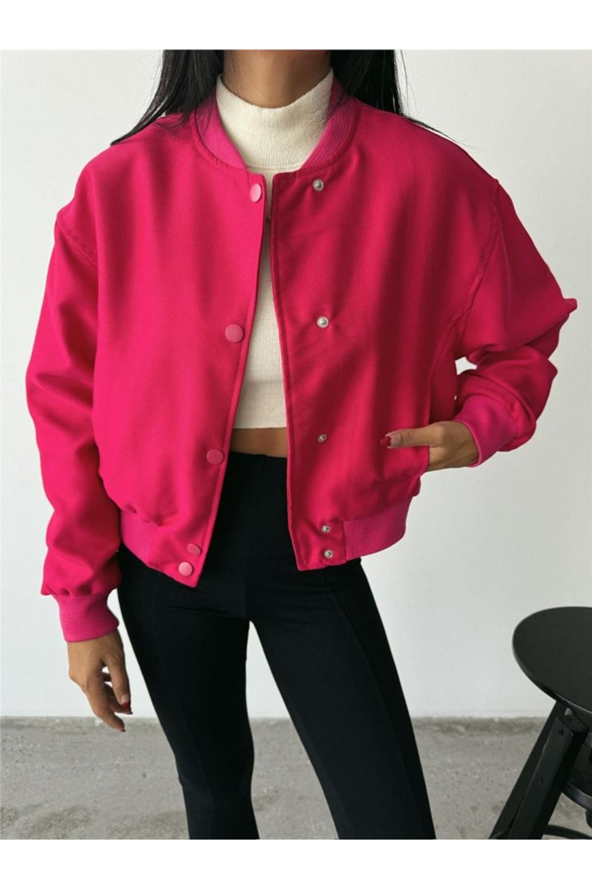 BOMBER MONT CYRUS KUMAŞ - Fuşya