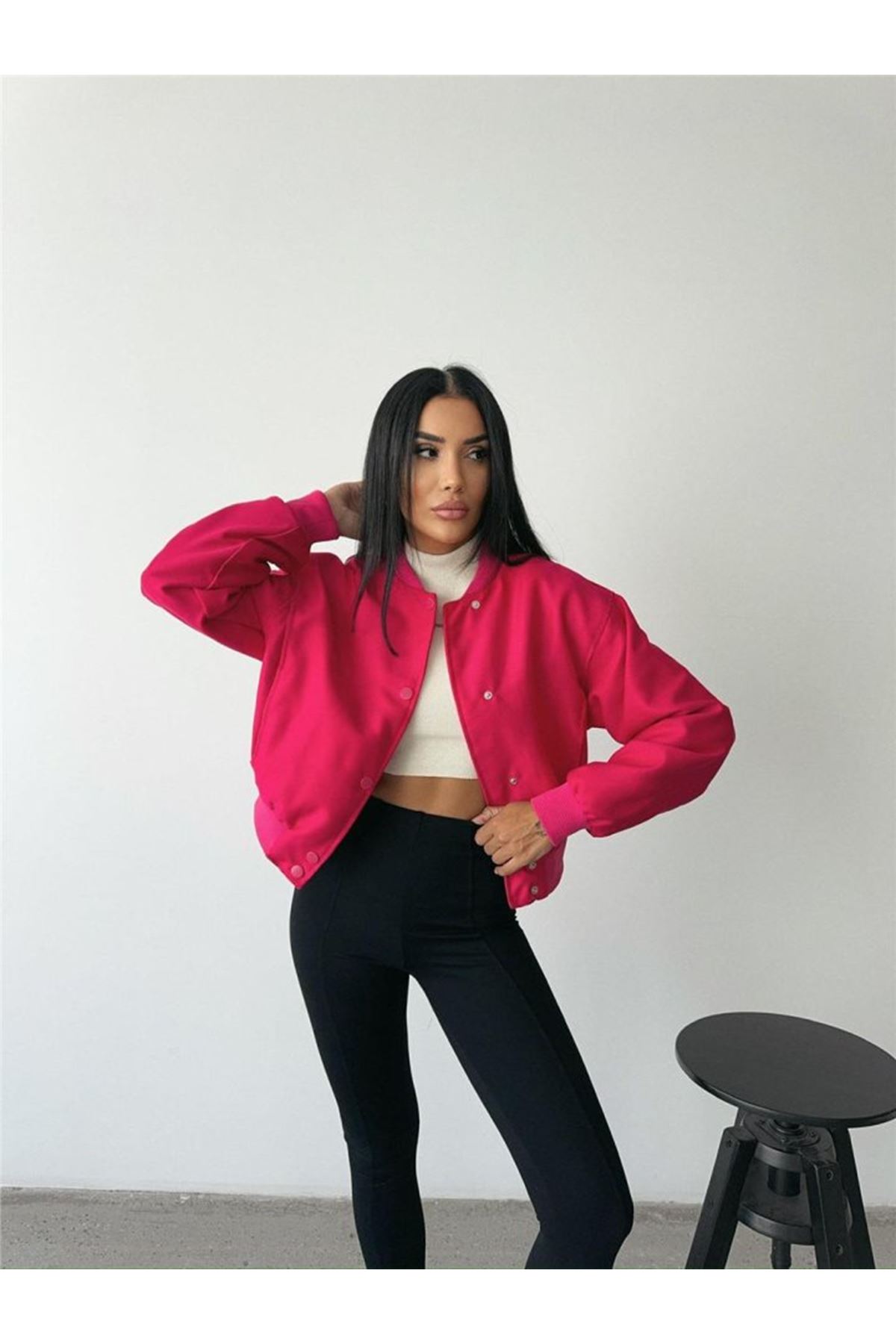 BOMBER MONT CYRUS KUMAŞ - Fuşya