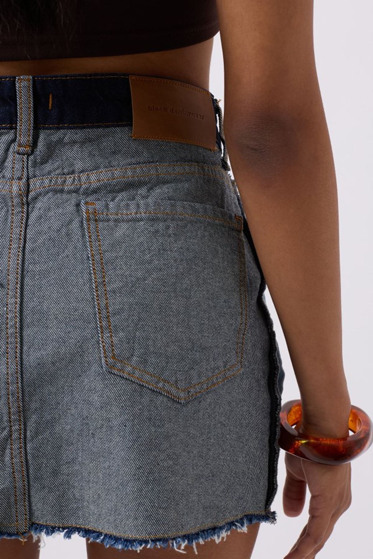 Ters Detay Denim Mini Etek