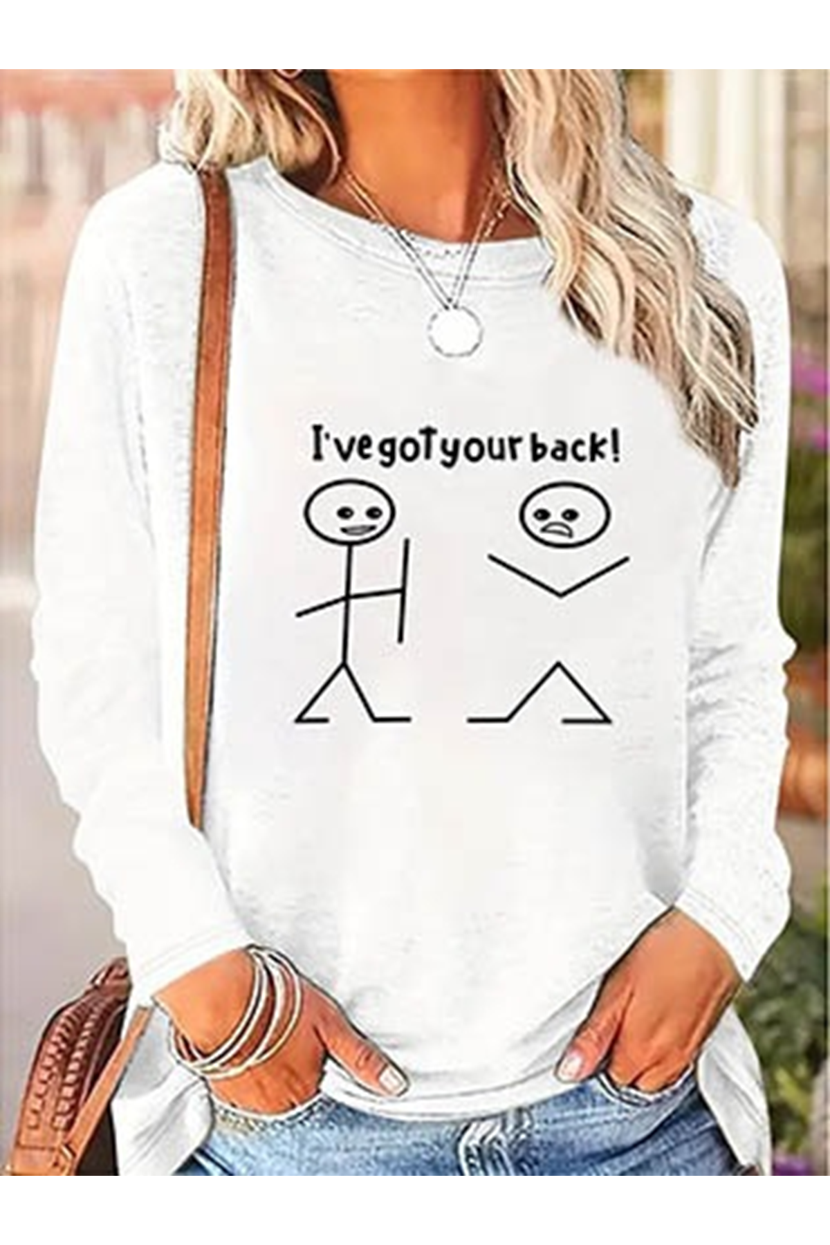 Kadın Uzun Kollu Bisiklet Yaka Baskılı Viskon Bluz