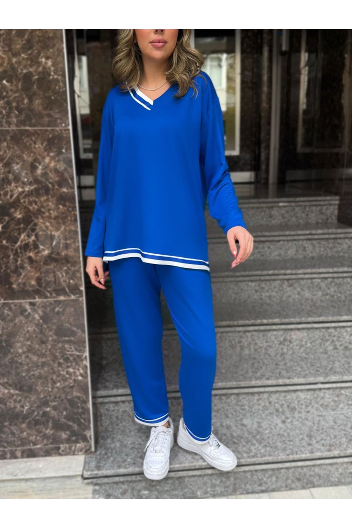 Kadın Uzun Kollu Ribana Detay Viskon Iki Iplik Ikili Takım