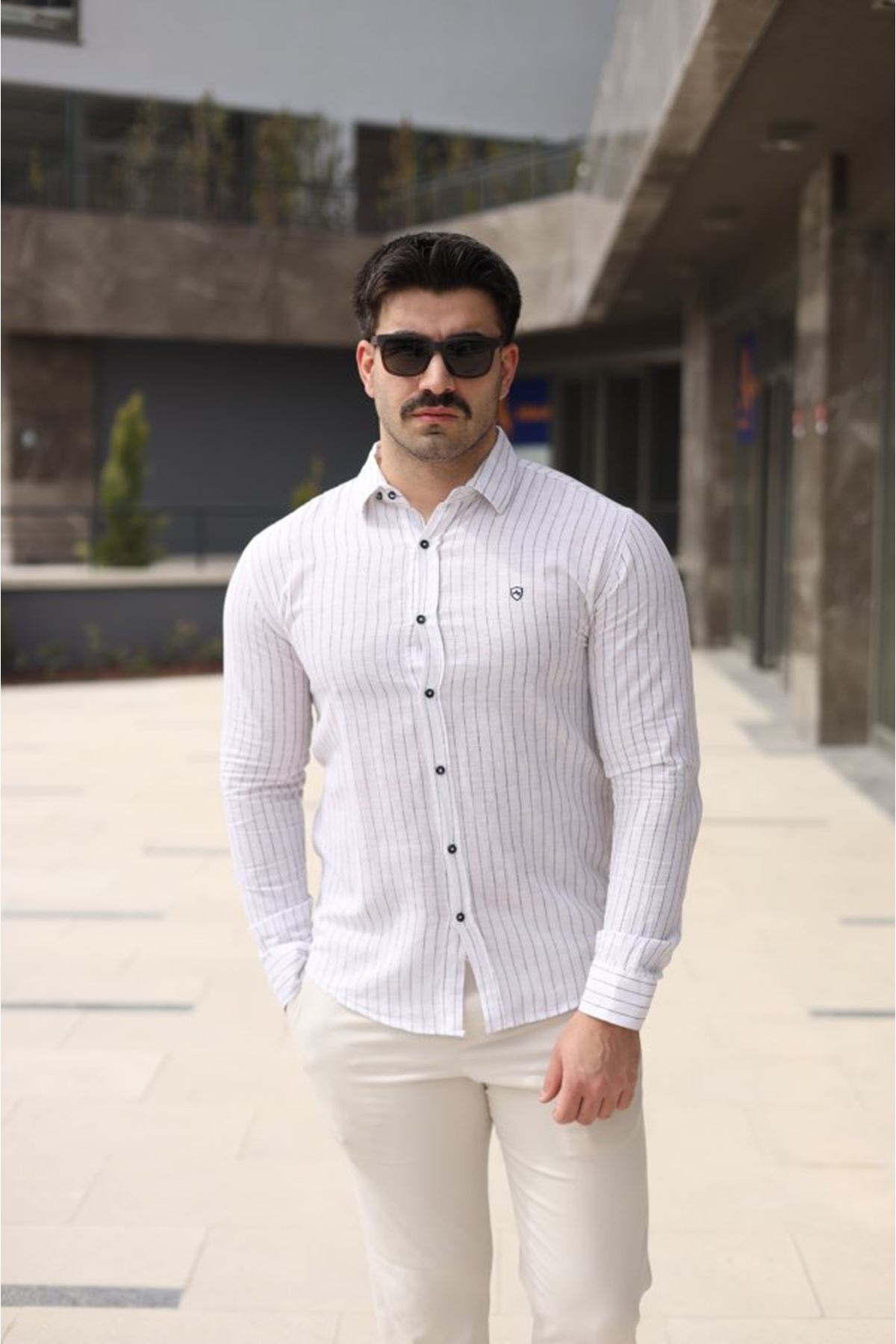 Erkek çizgi Desenli Gömlek