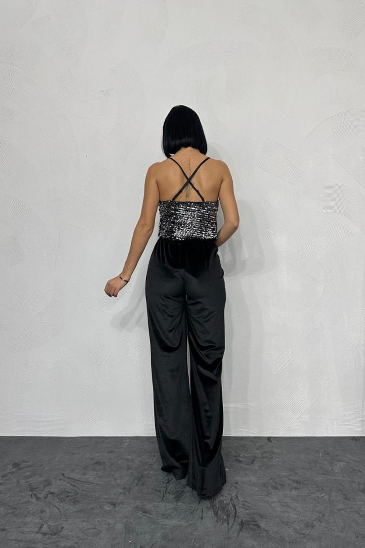 Gümüş Askılı Degaje Bluz