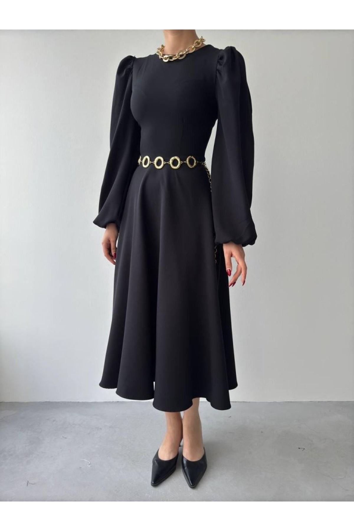 Sali Balon Kol Elbise