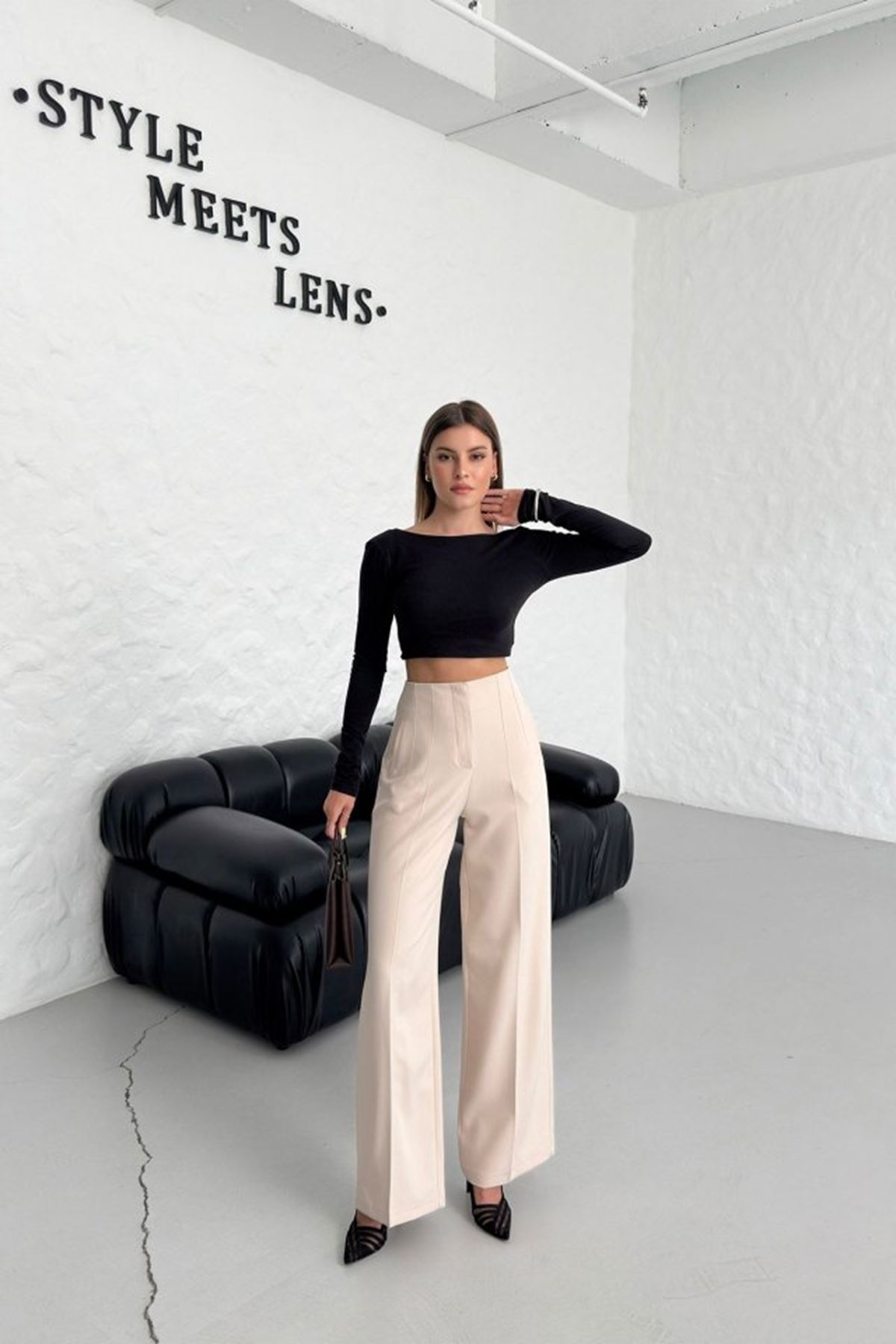 Yüksek Bel Pensli̇ Palazzo Pantolon