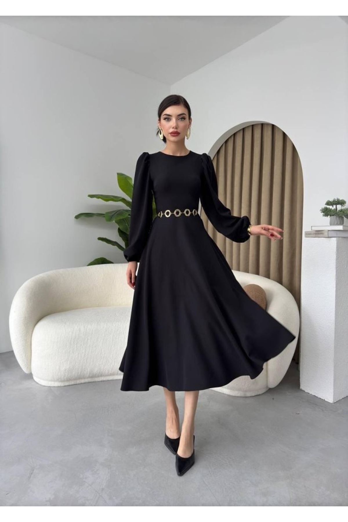 Sali Balon Kol Elbise