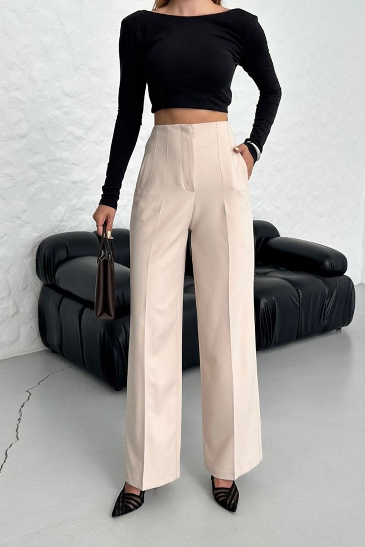 Yüksek Bel Pensli̇ Palazzo Pantolon