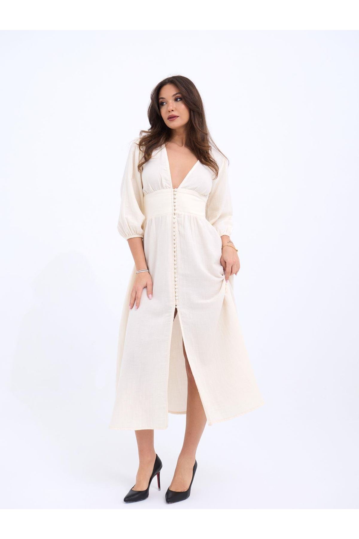 7096 ELBİSE-KREM