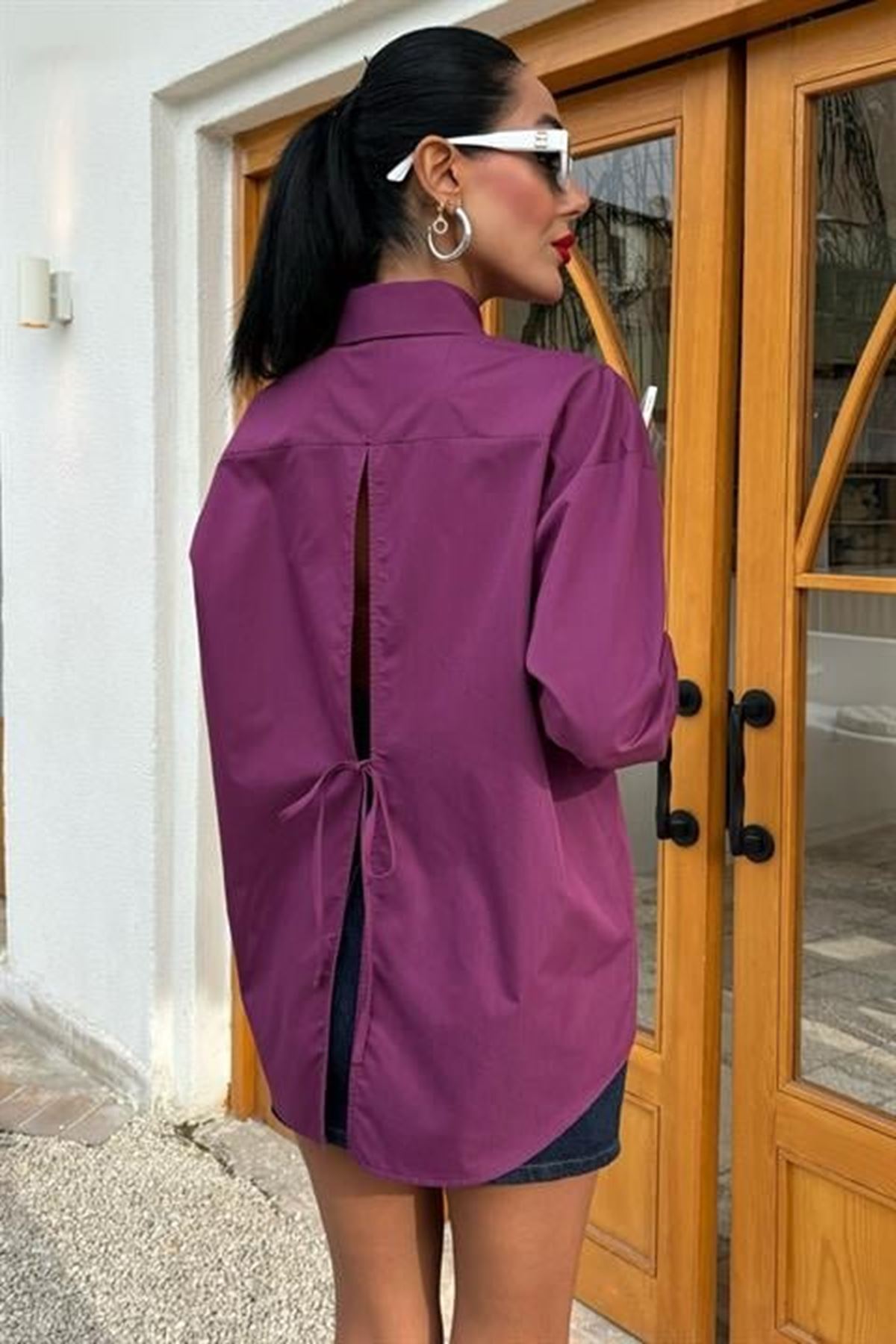 Süzine Cepli Arkası Yırtmaçlı Oversize Gömlek 3420