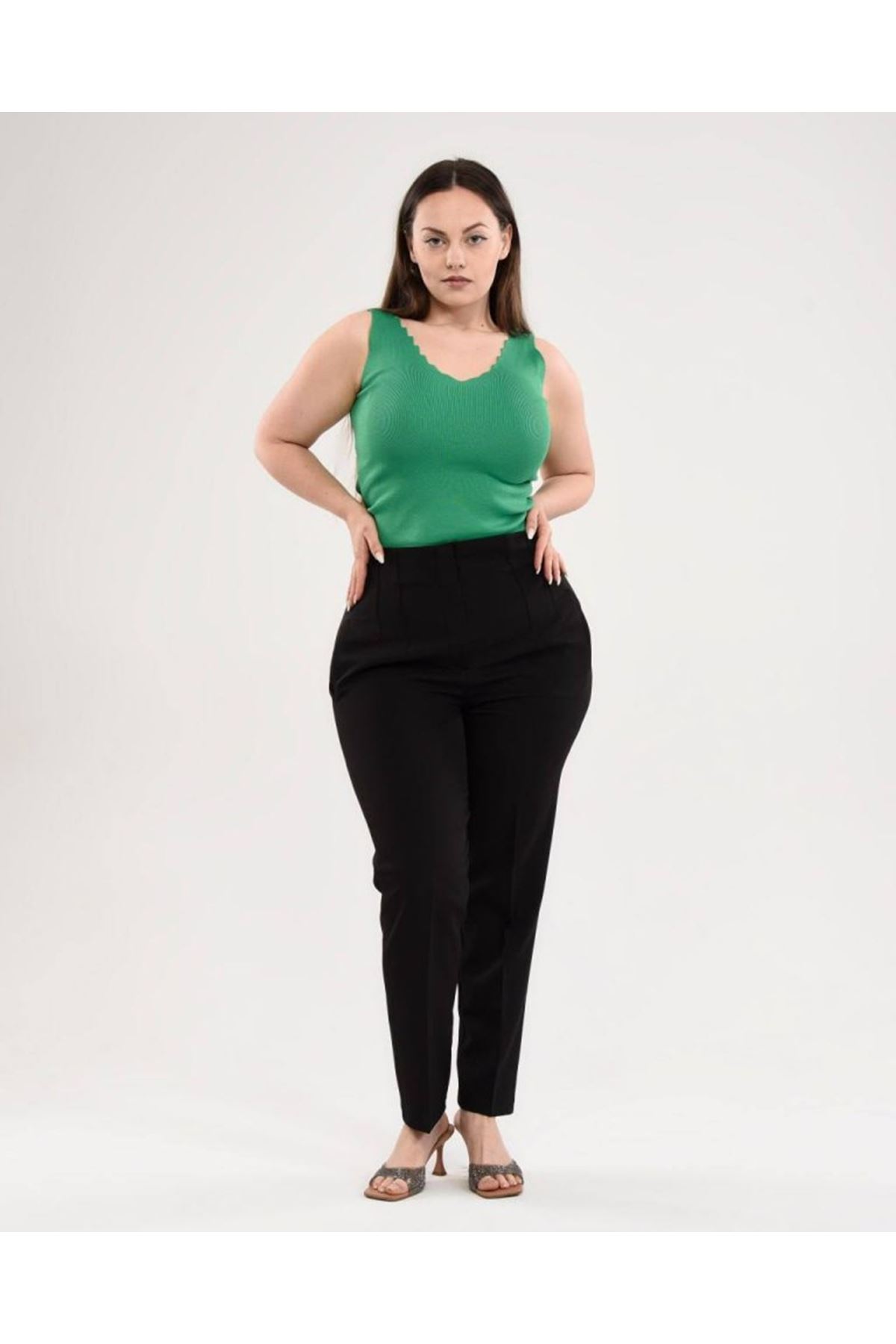 Yüksek Bel Battal Pantolon