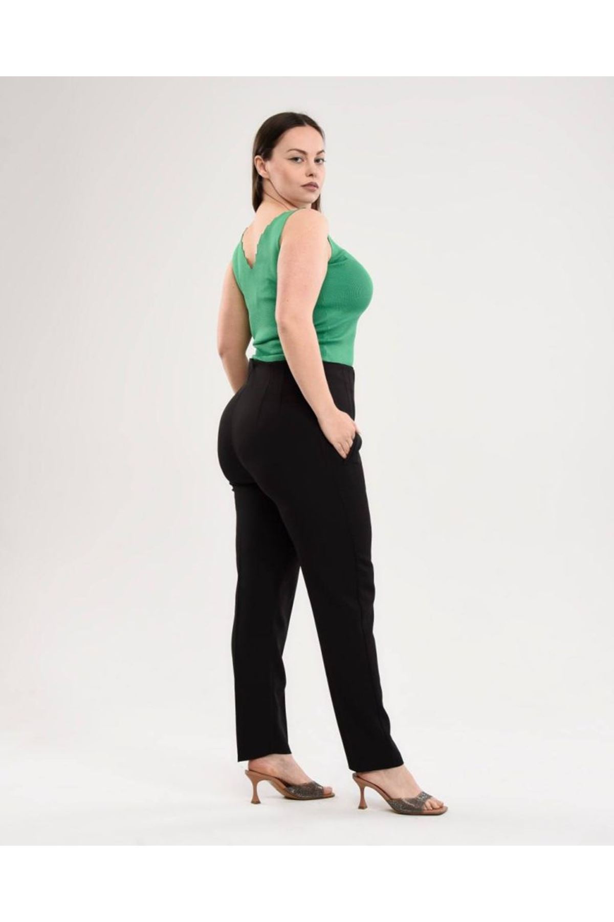 Yüksek Bel Battal Pantolon