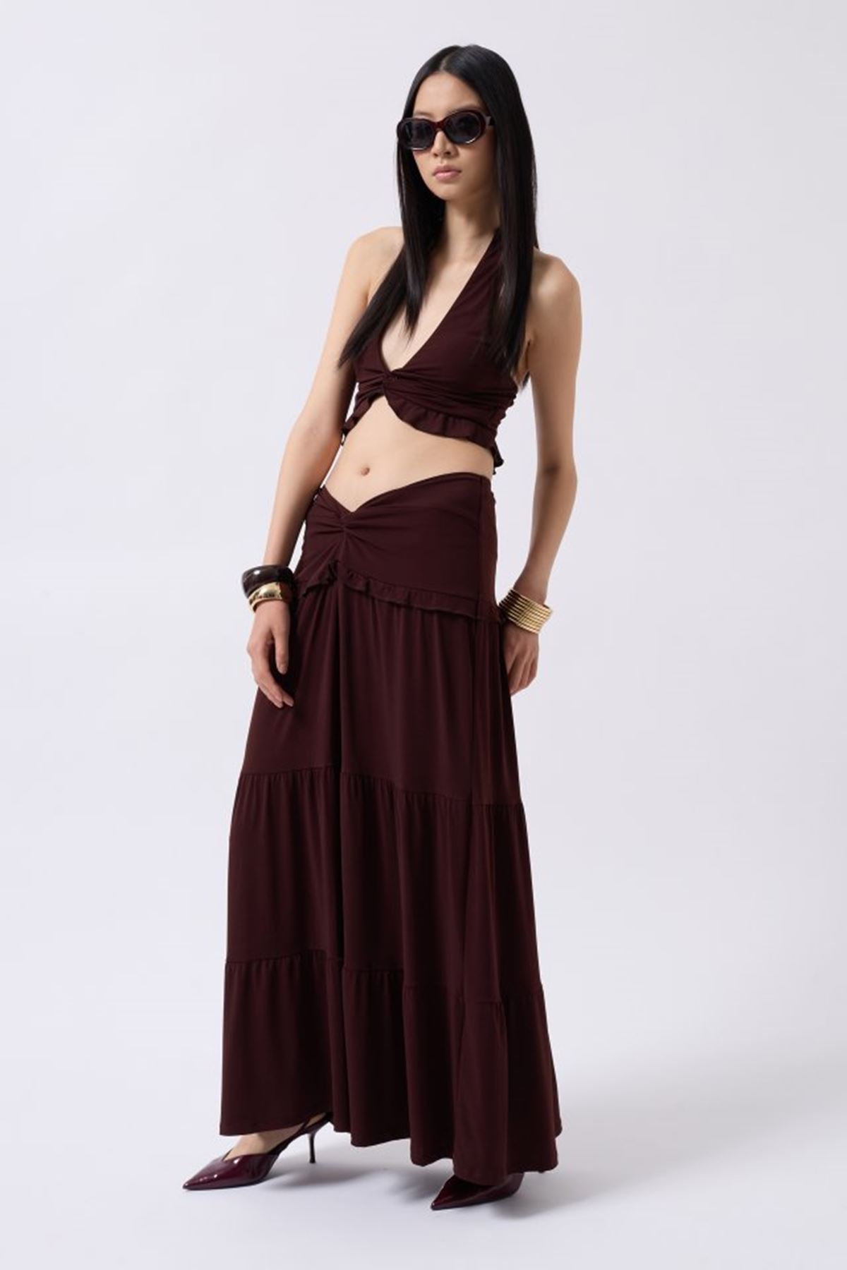 Düğüm Detay Fırfırlı Crop