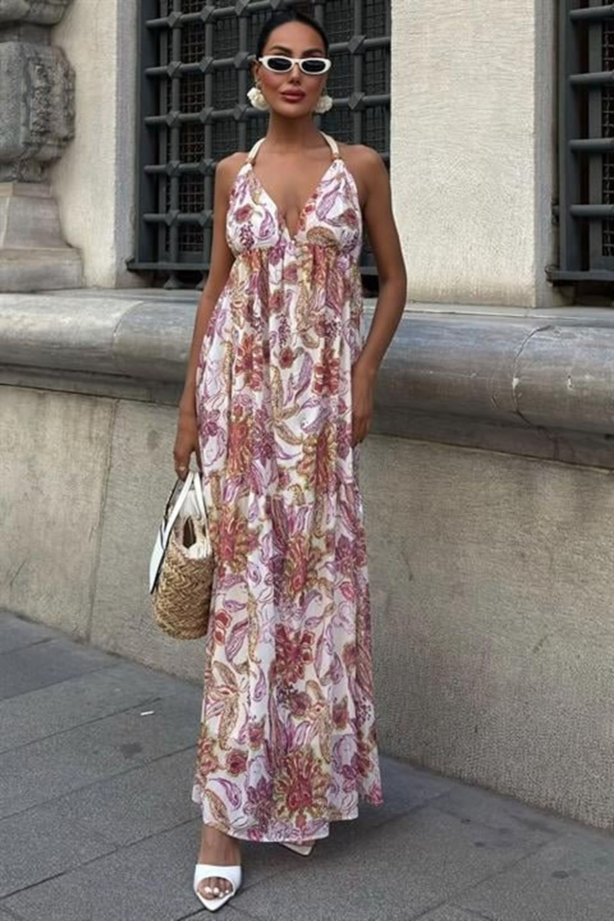 Amelia Sırt Dekolteli Şifon Elbise 2614