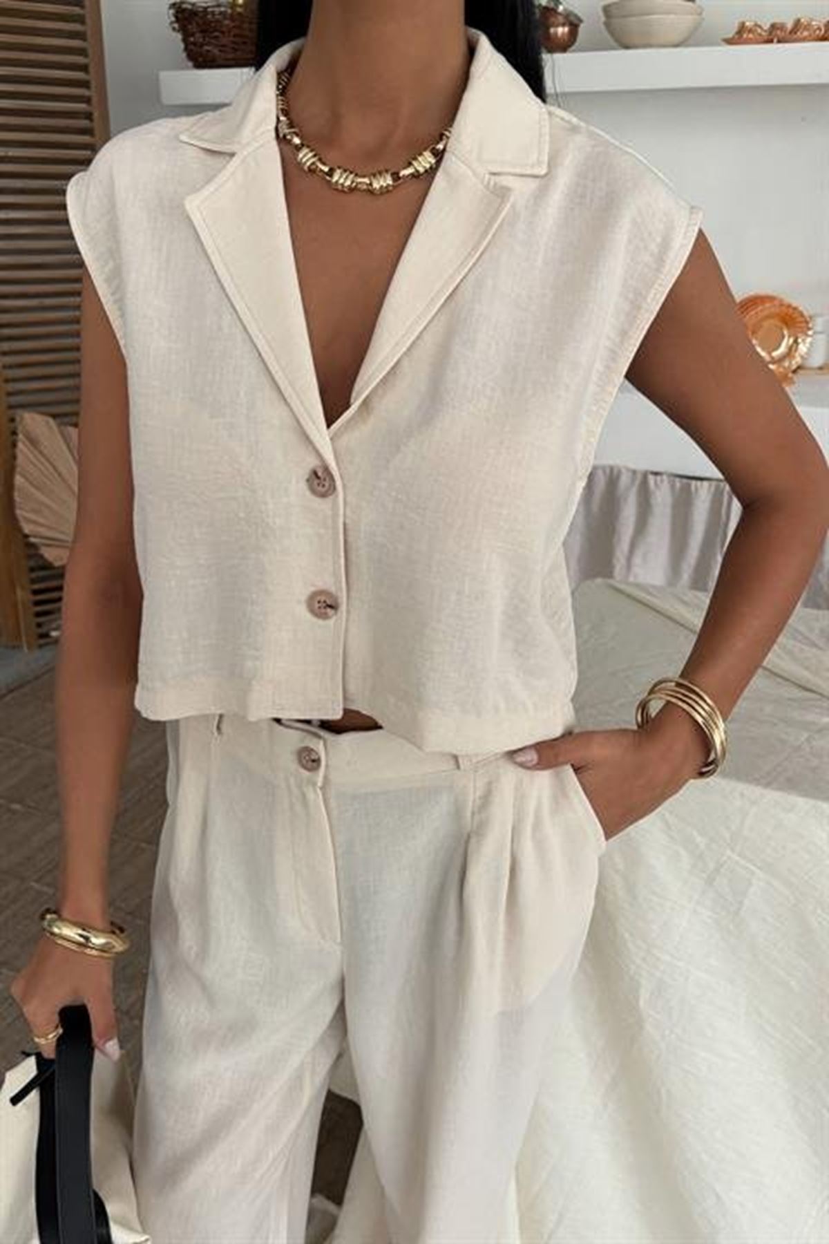 Zoe Crop Yelek Takım 9744-08