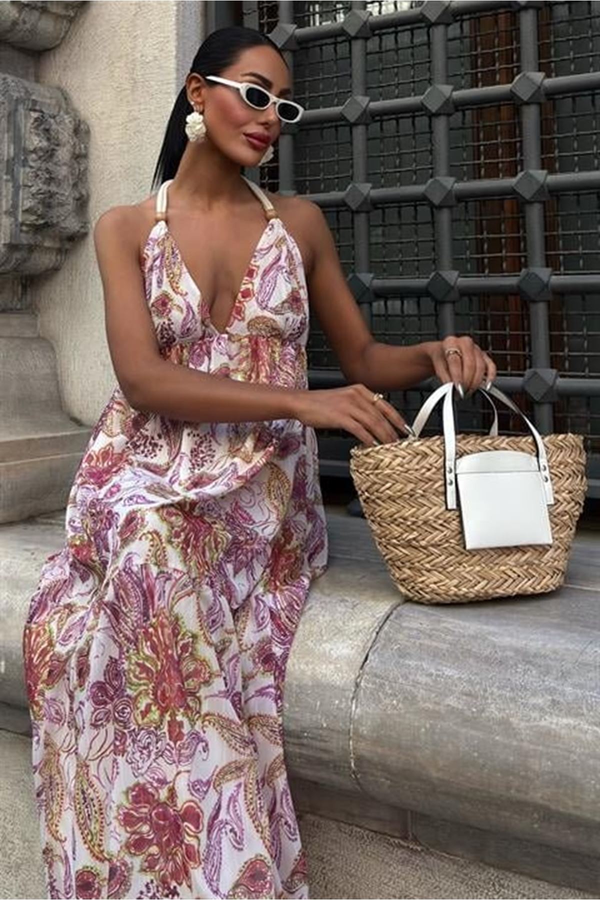 Amelia Sırt Dekolteli Şifon Elbise 2614