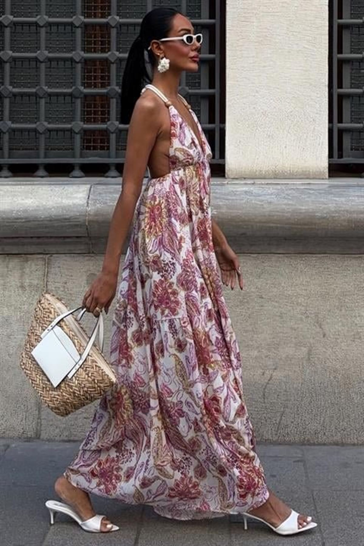 Amelia Sırt Dekolteli Şifon Elbise 2614