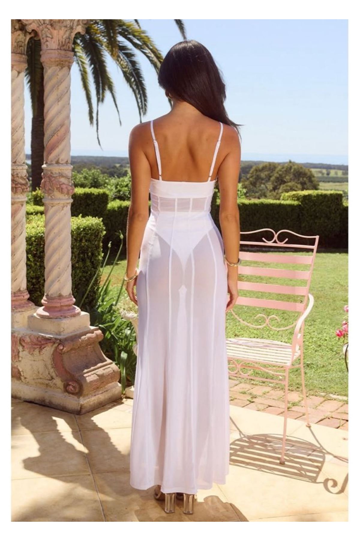 Kadın File Ve Sendy Kumaş Broş Detaylı Transparan Pareo