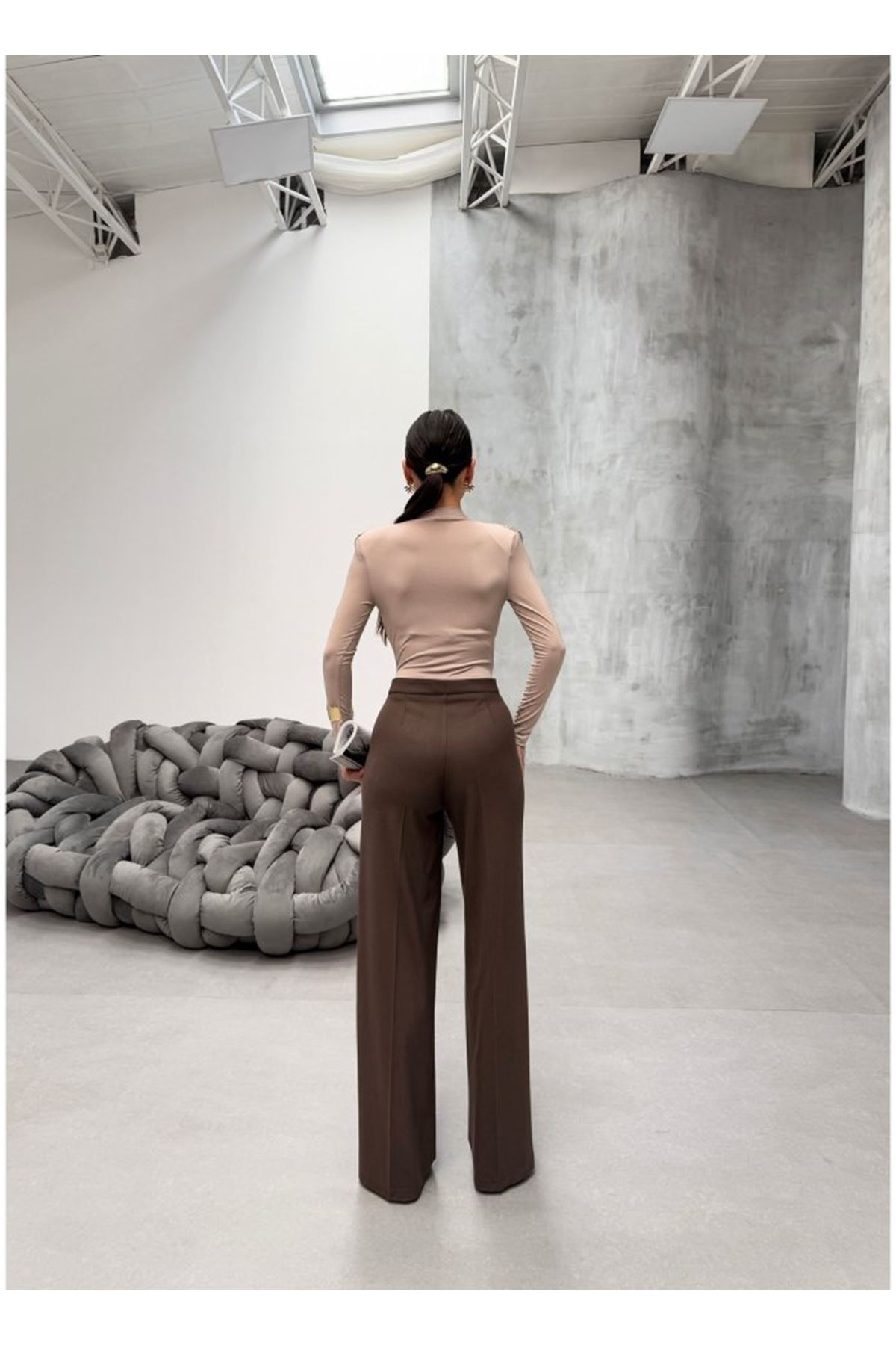 Yüksek Bel Straight Fit Palazzo Pantolon