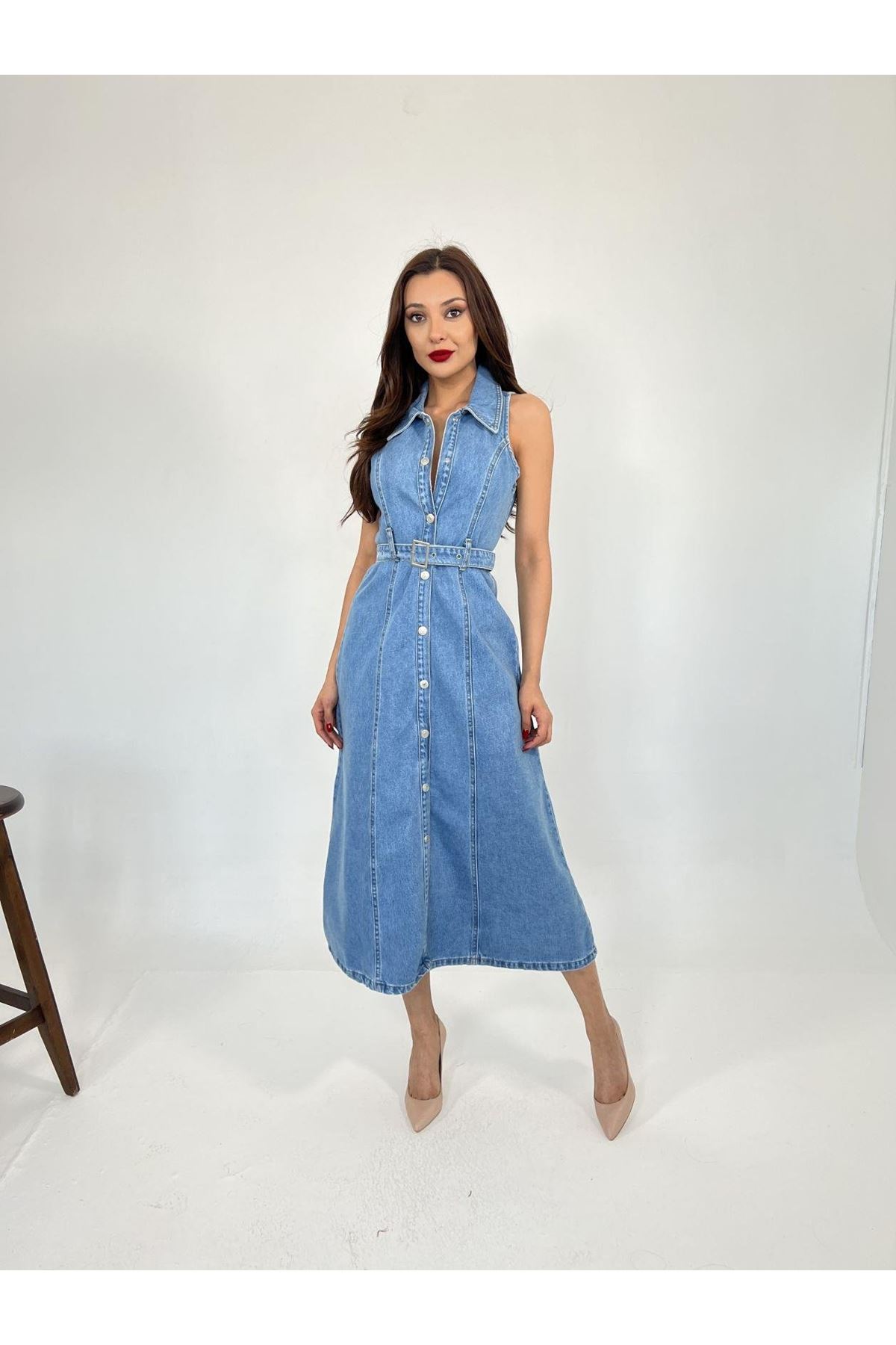 6969 KOT ELBİSE-MAVİ