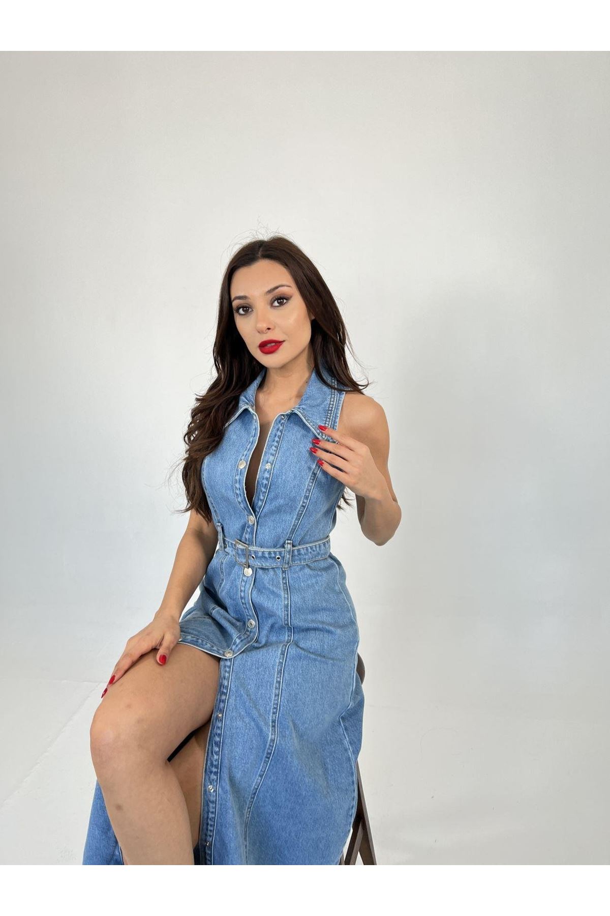 6969 KOT ELBİSE-MAVİ