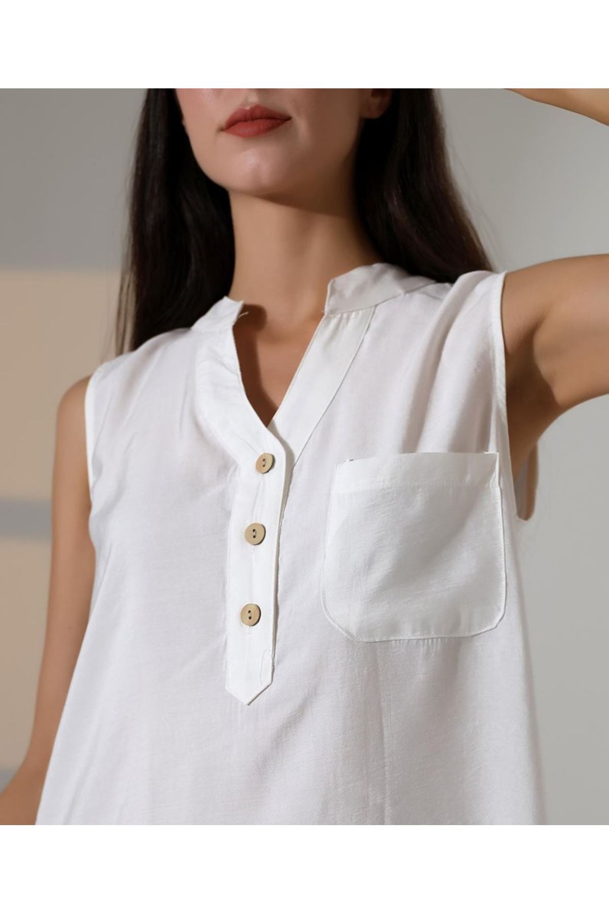 Düğme Detaylı Mini Elbise