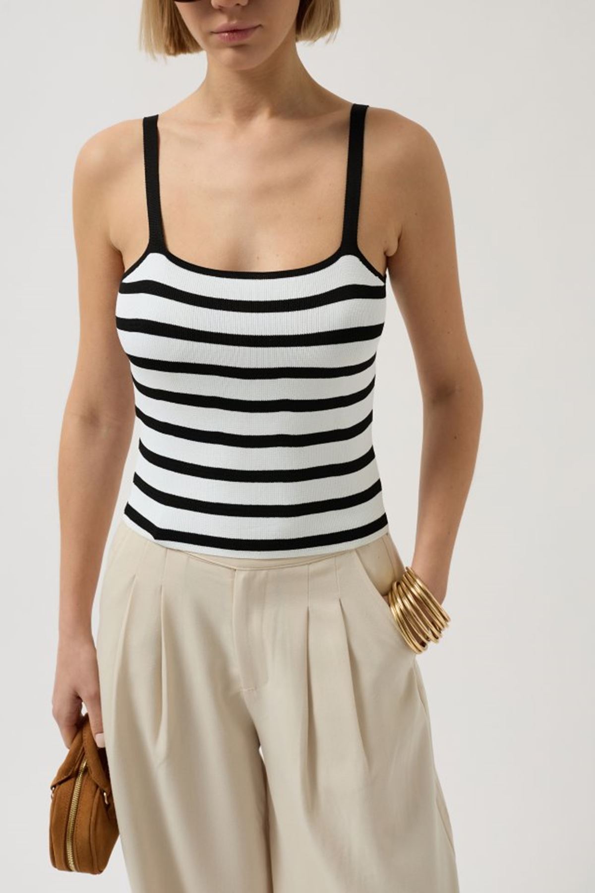 Çizgili Askılı Bluz