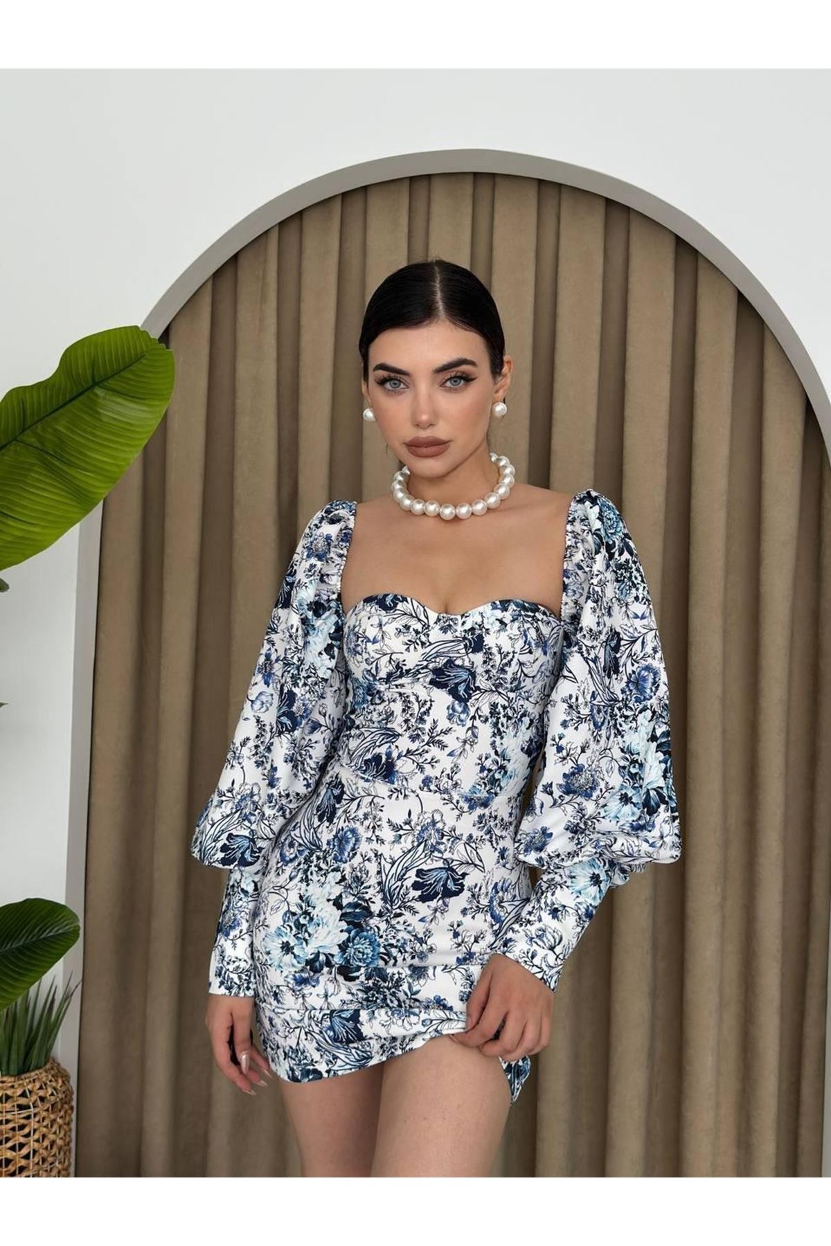 Arlon Balon Kollu Mini Elbise