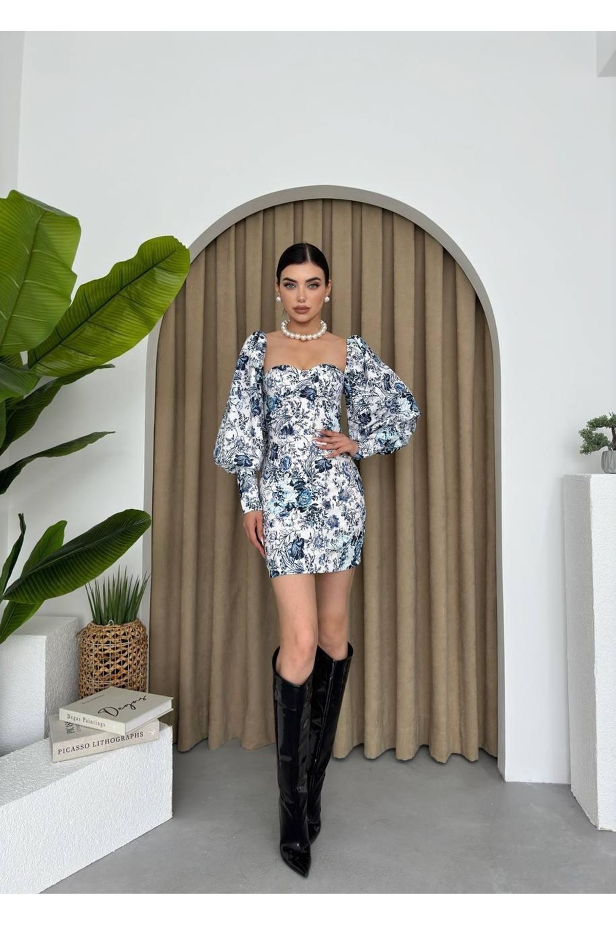 Arlon Balon Kollu Mini Elbise