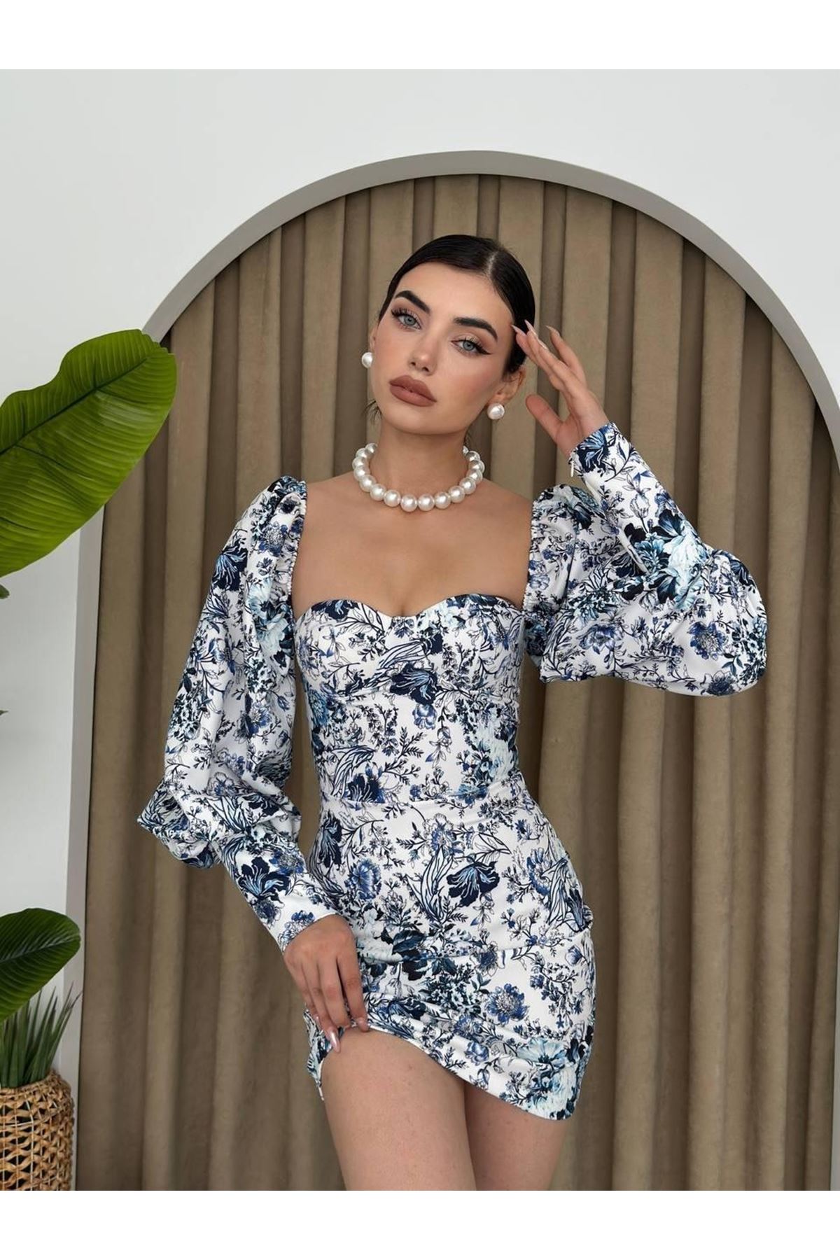 Arlon Balon Kollu Mini Elbise